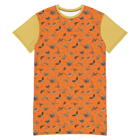 Butterfly dancing｜T-shirt dress｜Orange