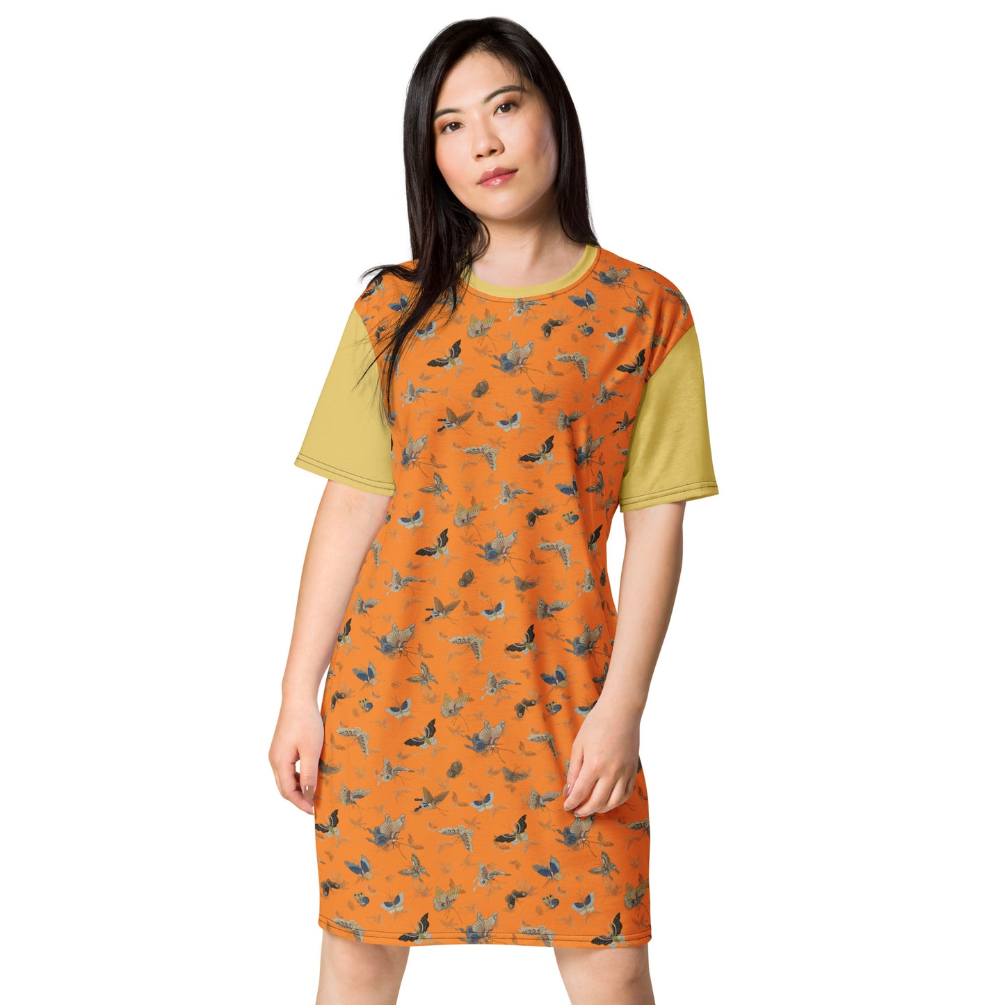 Butterfly dancing｜T-shirt dress｜Orange