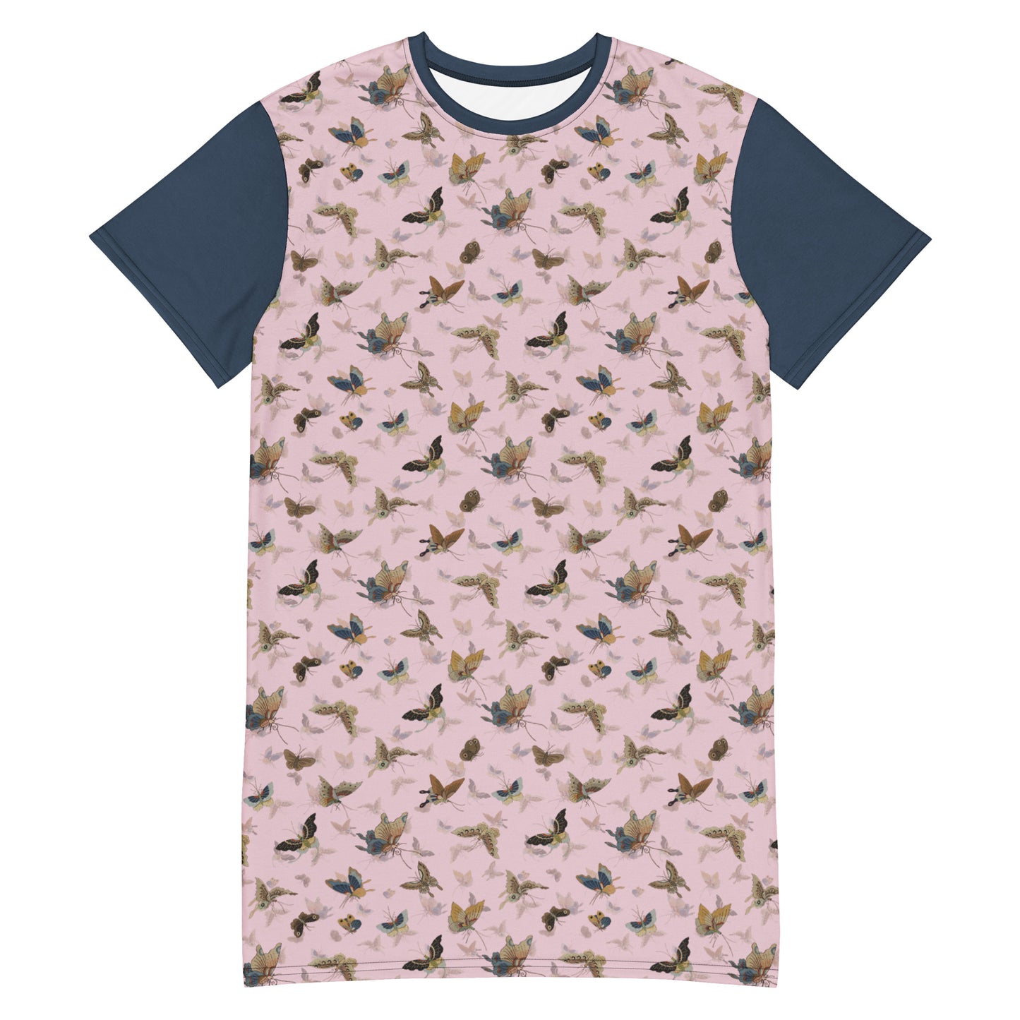 Butterfly dancing｜T-shirt dress｜Pale pinkish gray