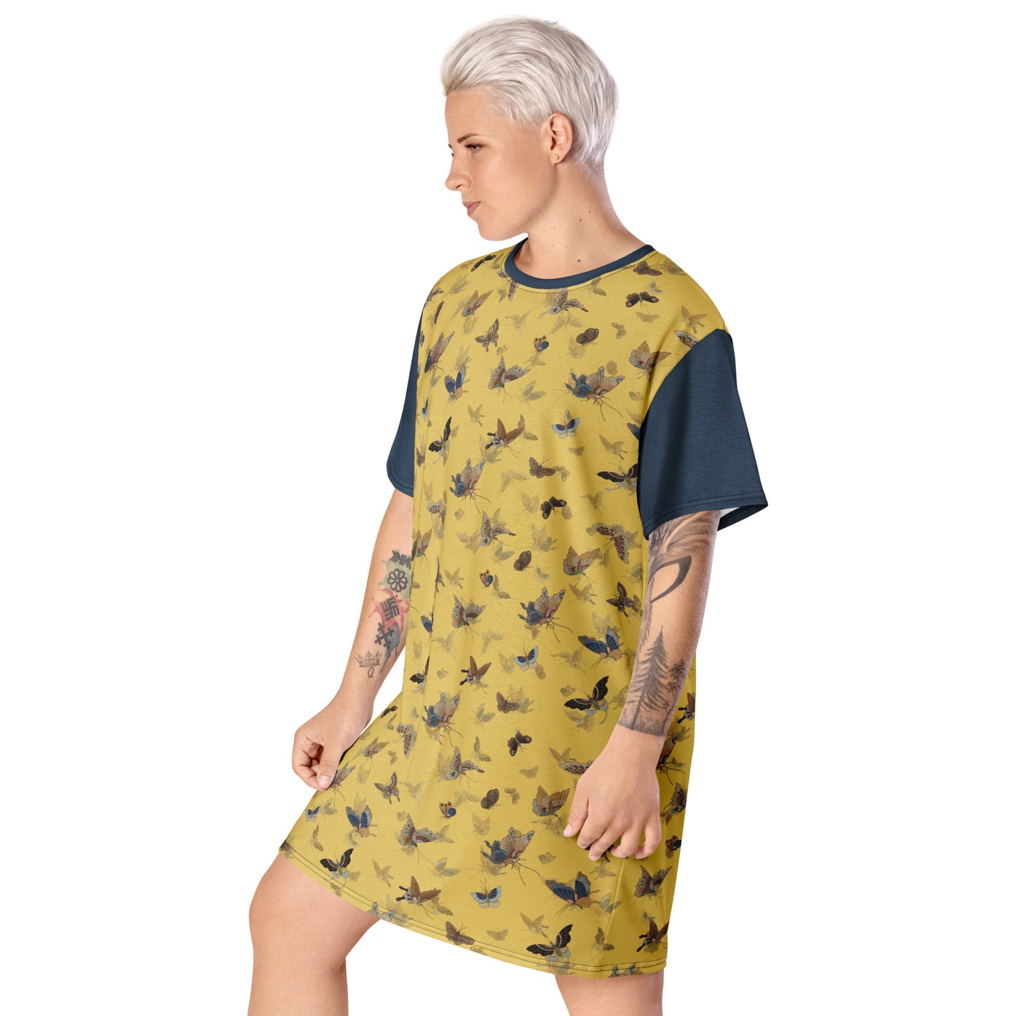 Butterfly dancing｜T-shirt dress｜Gold