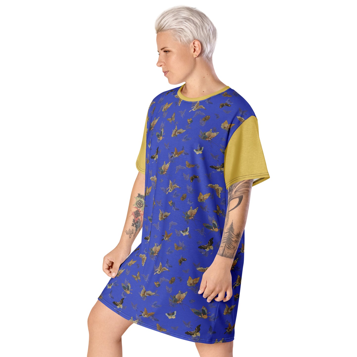 Butterfly dancing｜T-shirt dress｜Royal blue