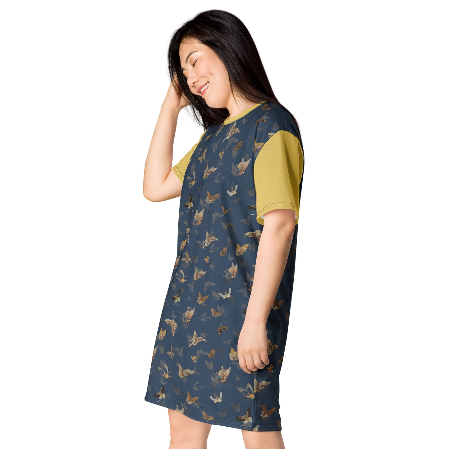 Butterfly dancing｜T-shirt dress｜Dark blue