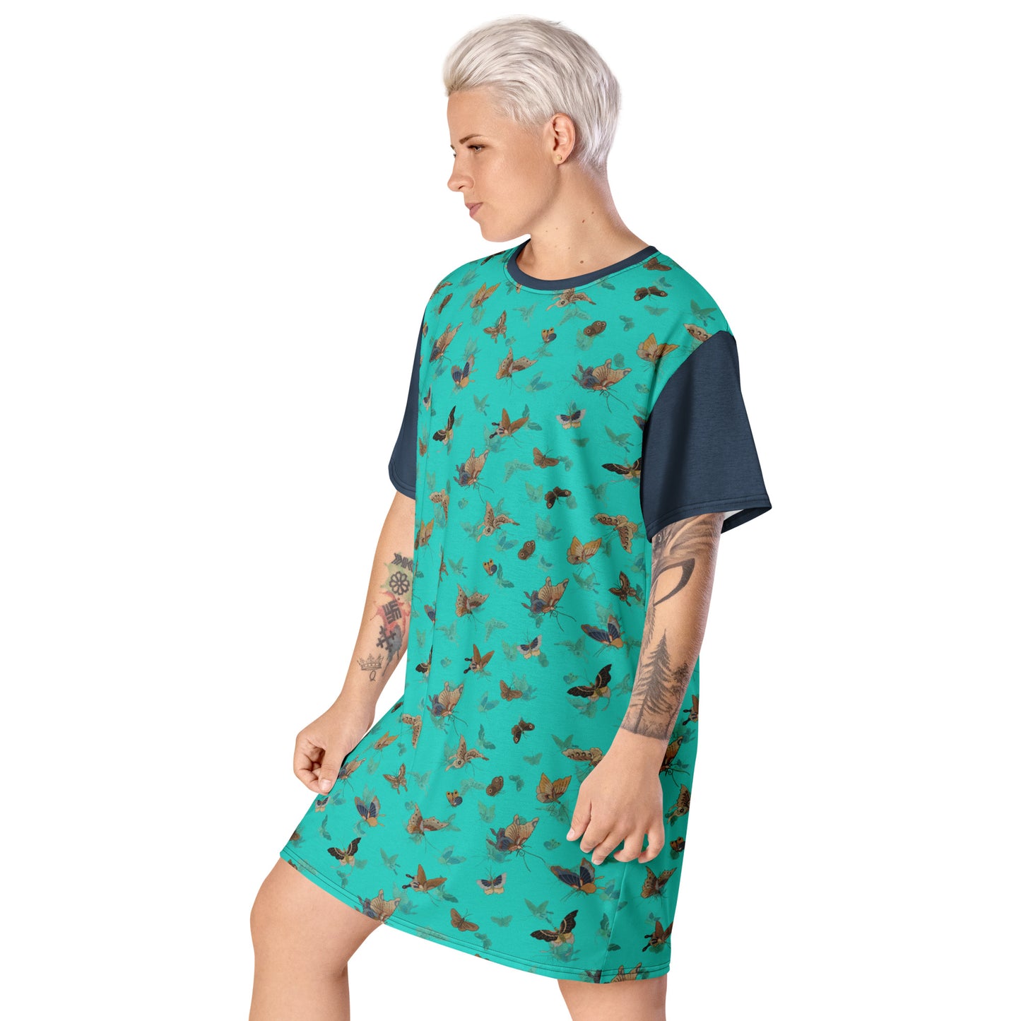 Butterfly dancing｜T-shirt dress｜Turquoise