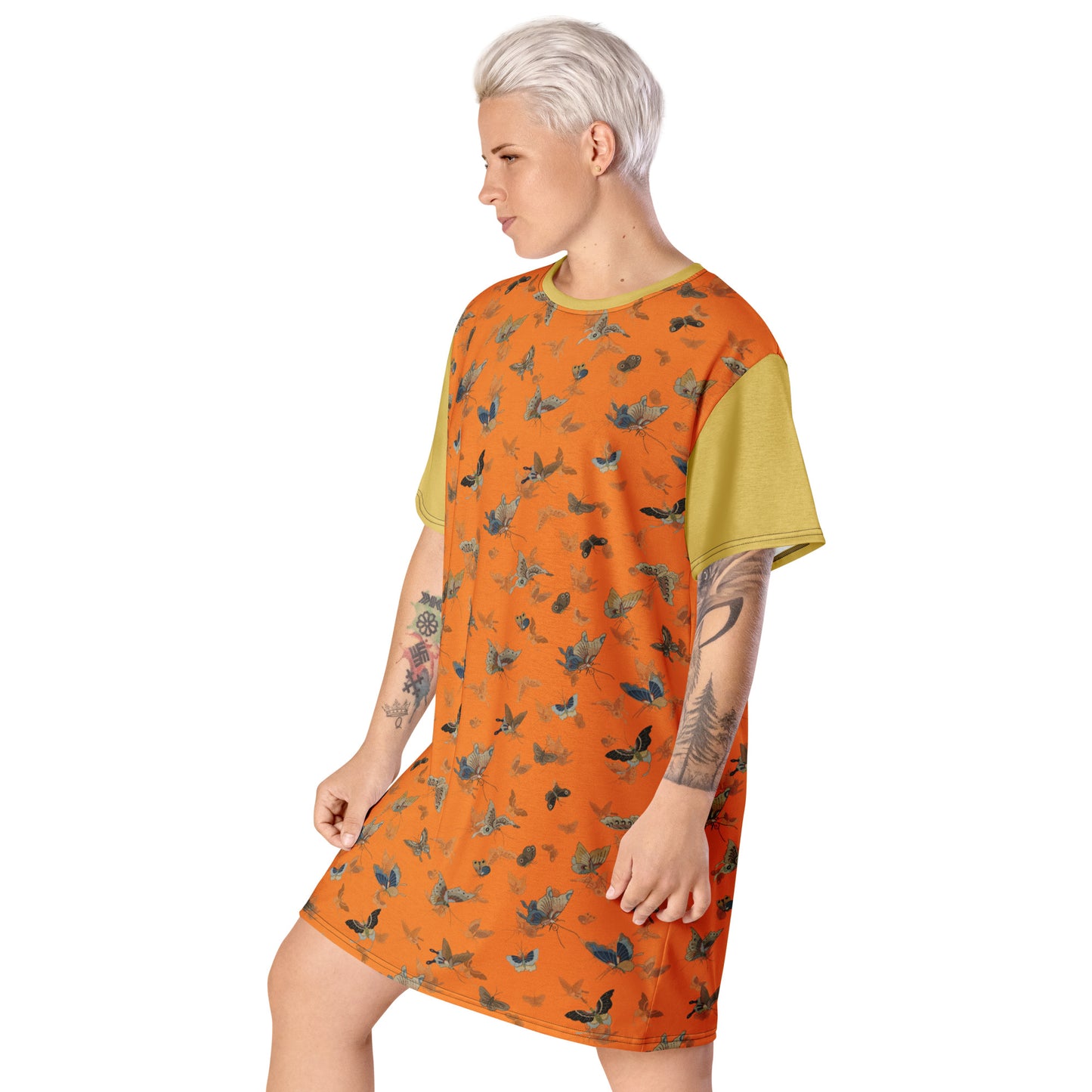 Butterfly dancing｜T-shirt dress｜Orange