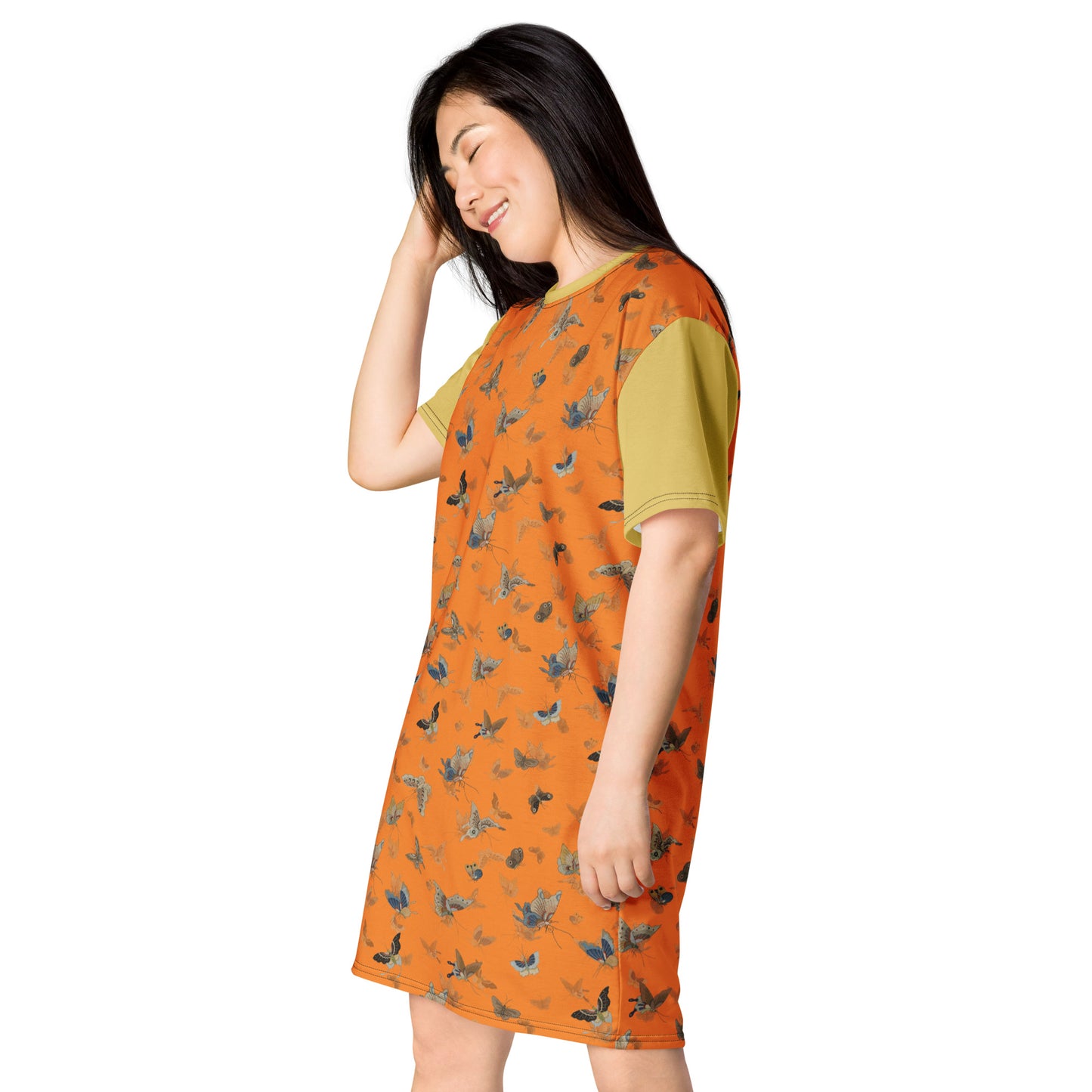 Butterfly dancing｜T-shirt dress｜Orange