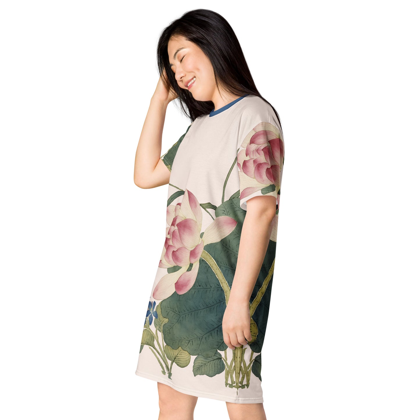 The Spirit of Flowers in Twelve Months｜Lotus in Bloom｜T-shirt dress｜Fish belly white