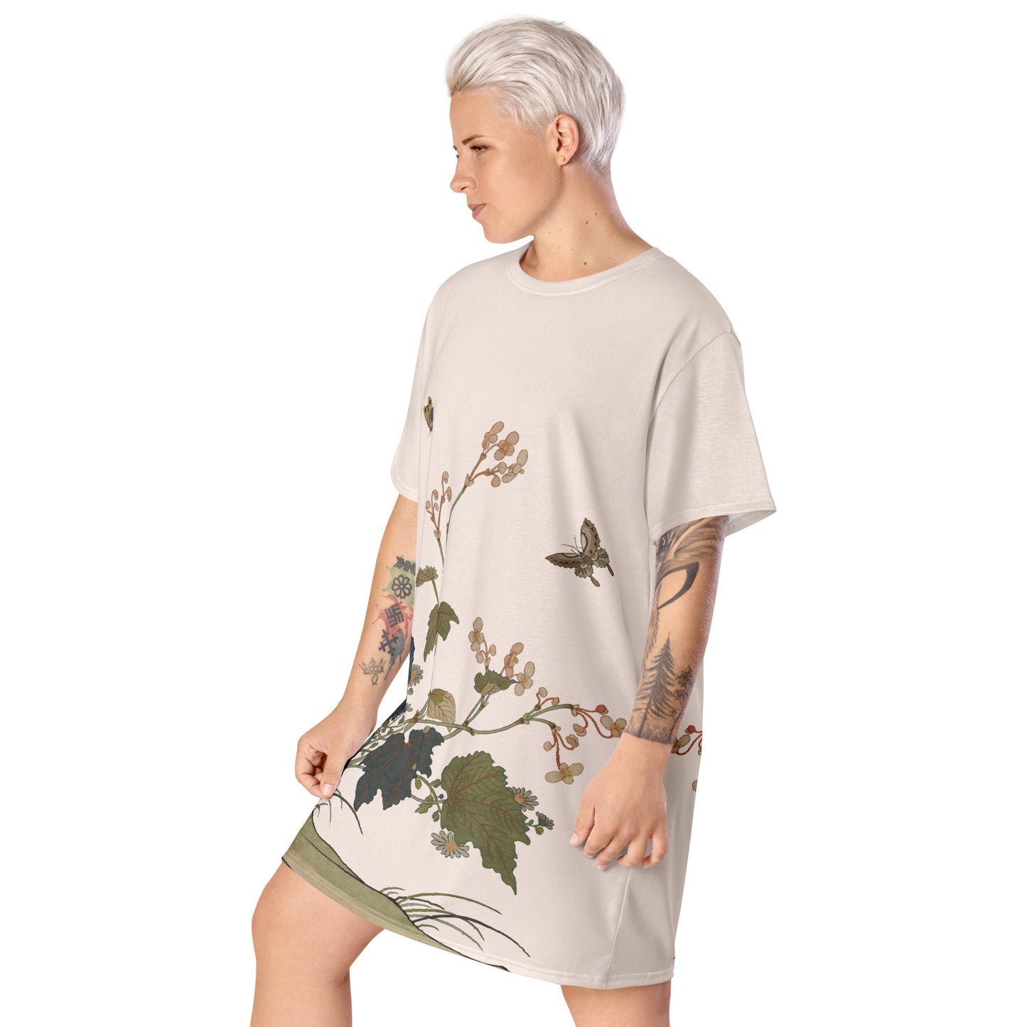 Kesi Flower Album｜Begonia Blossoms｜T-shirt dress｜Fish belly white