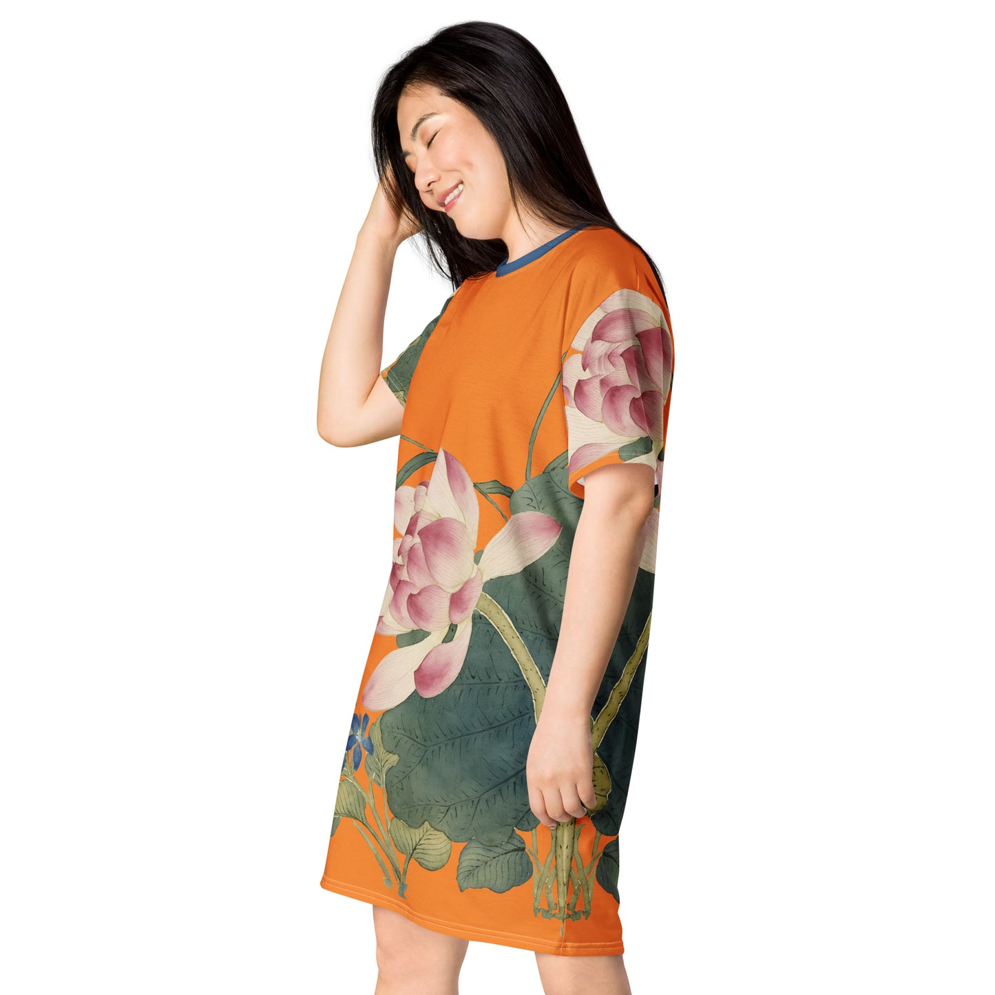 The Spirit of Flowers in Twelve Months｜Lotus in Bloom｜T-shirt dress｜Orange