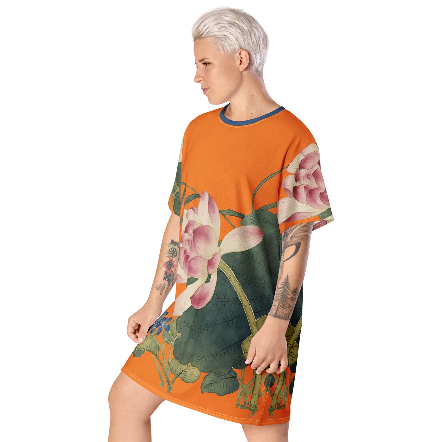 The Spirit of Flowers in Twelve Months｜Lotus in Bloom｜T-shirt dress｜Orange