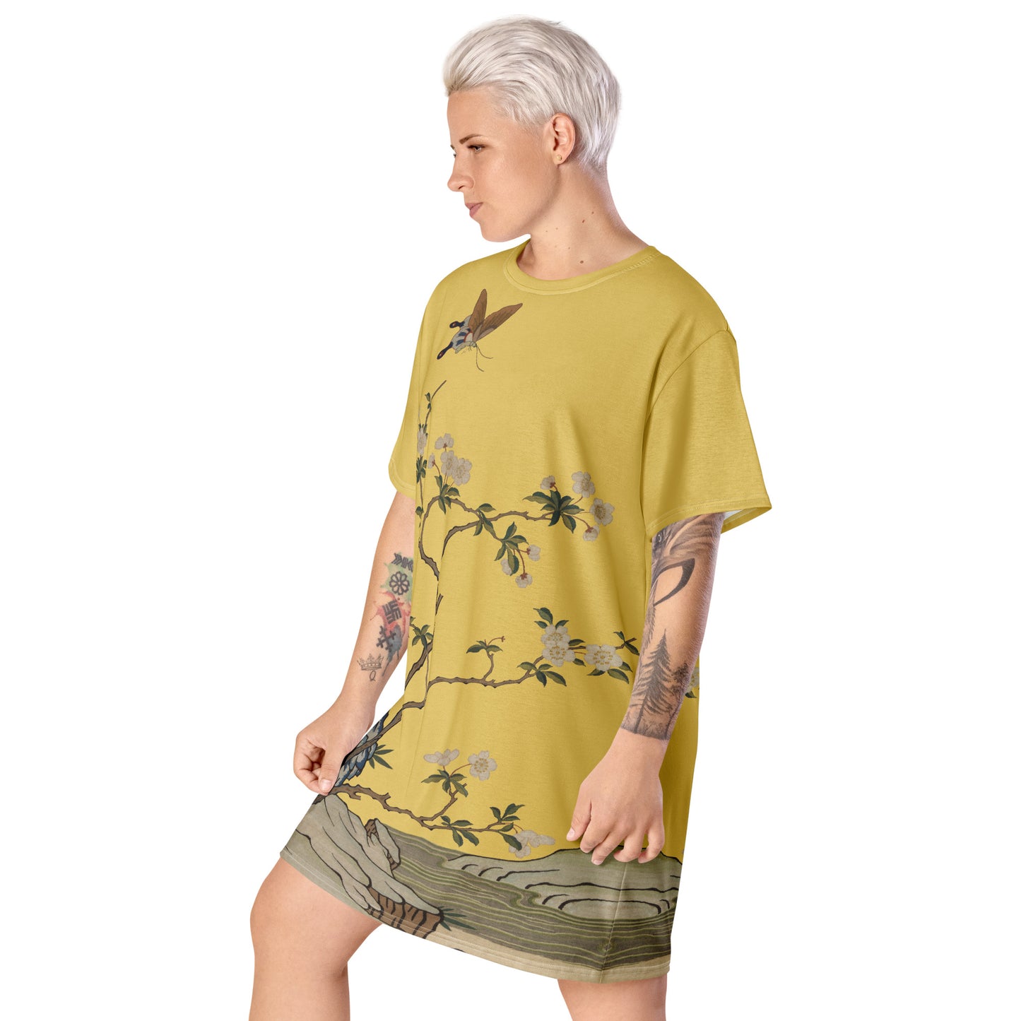 Kesi Flower Album｜Plum Blossoms and Butterfly｜T-shirt dress｜Gold