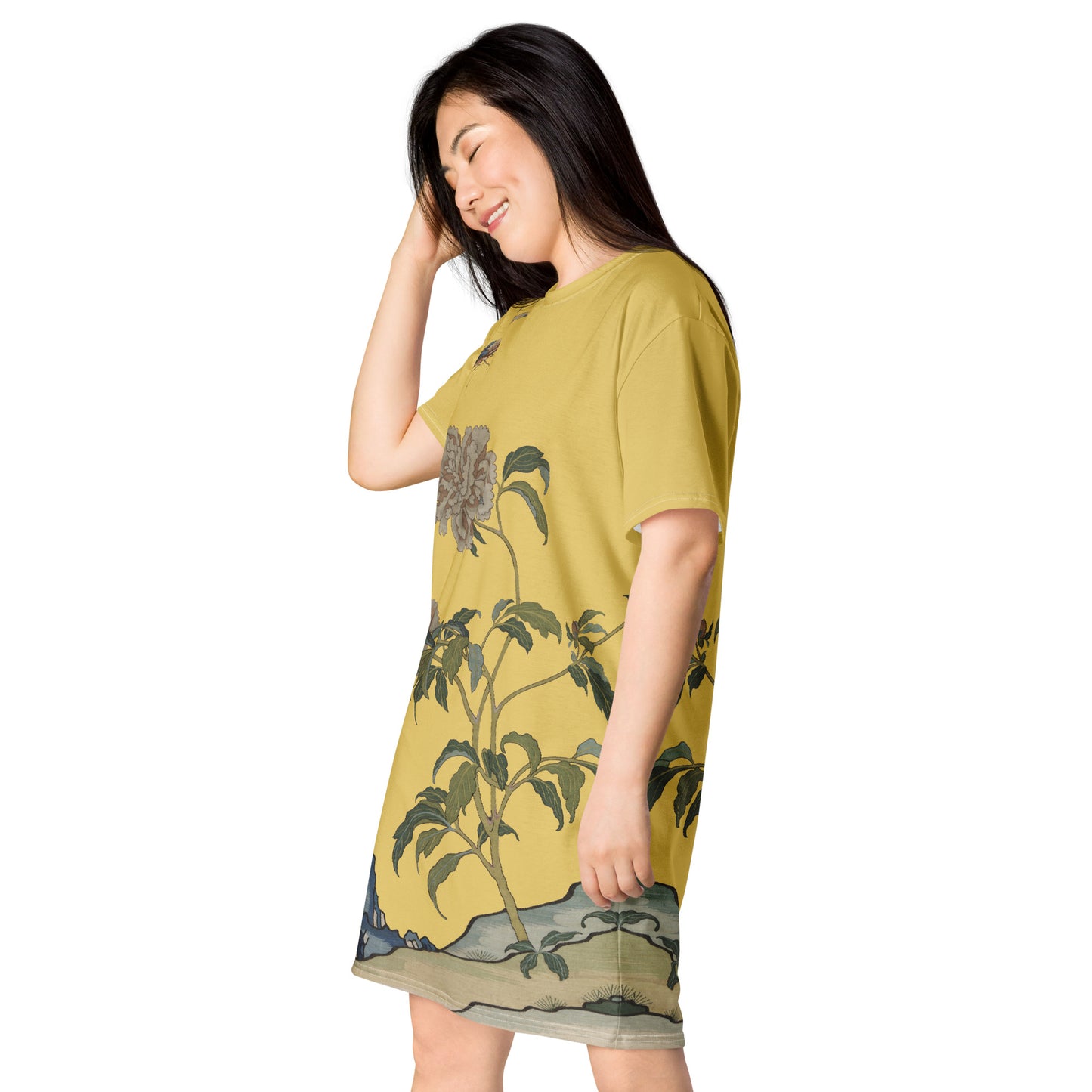 Kesi Flower Album｜Peonies and Butterfly｜T-shirt dress｜Gold