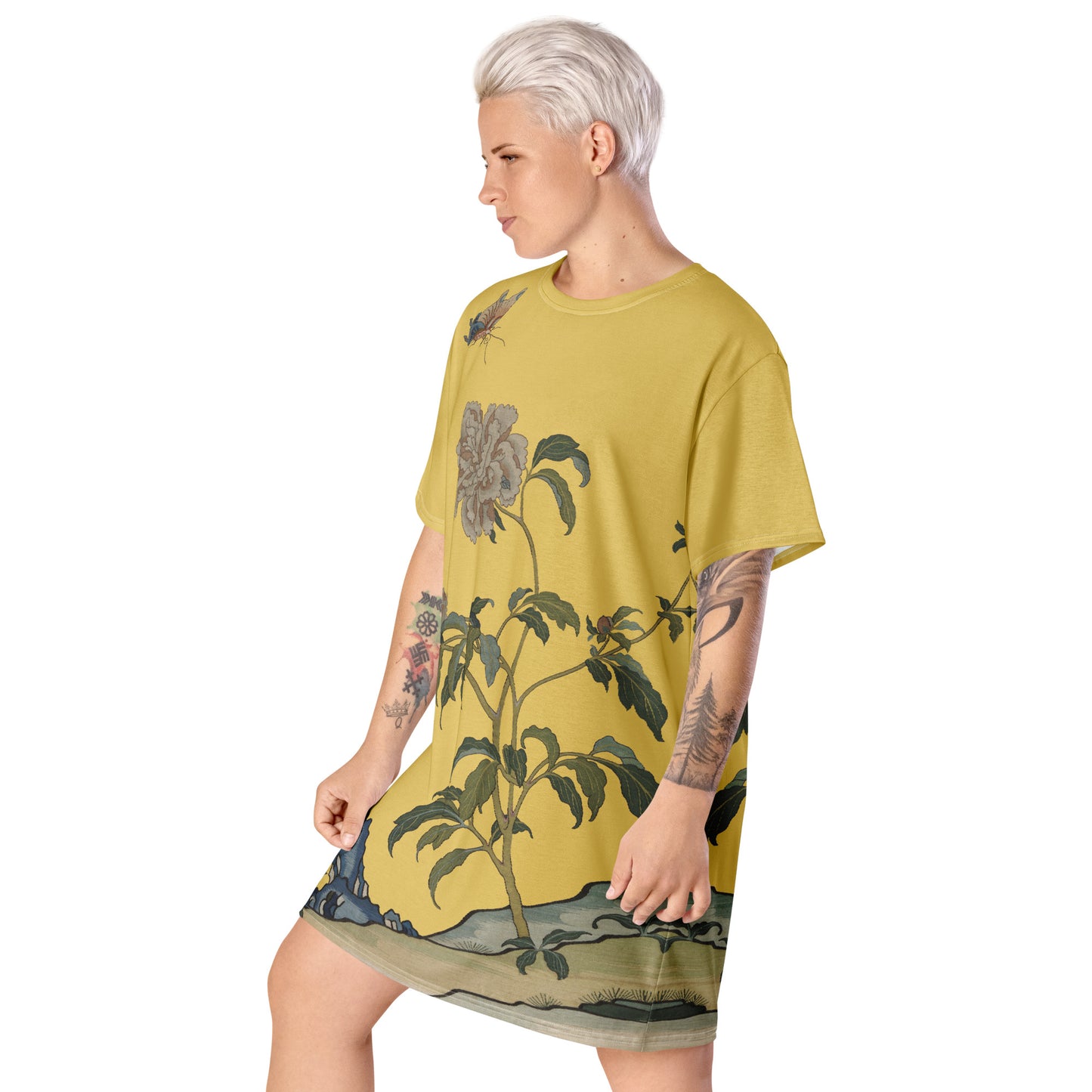 Kesi Flower Album｜Peonies and Butterfly｜T-shirt dress｜Gold