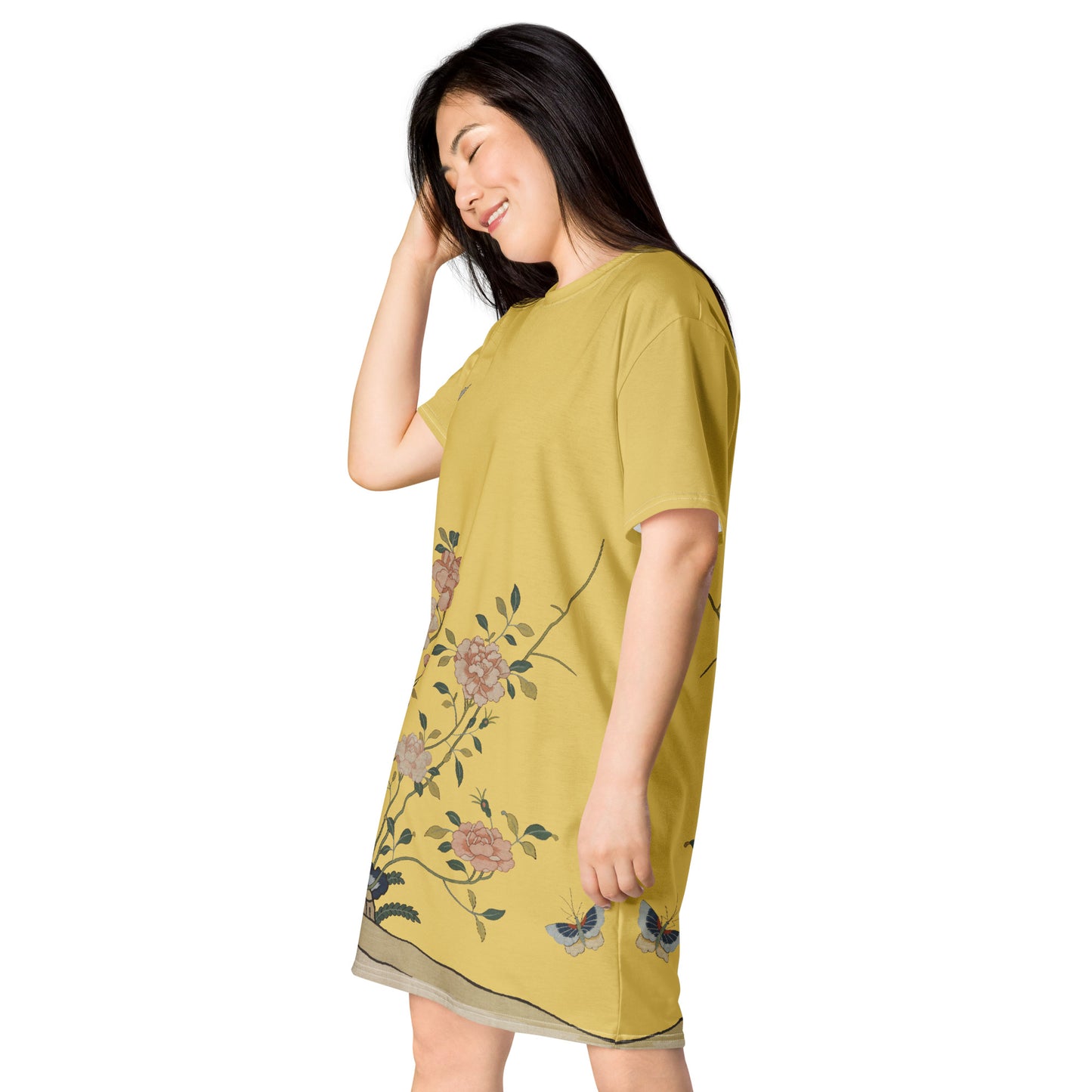 Kesi Flower Album｜Red Roses｜T-shirt dress｜Gold