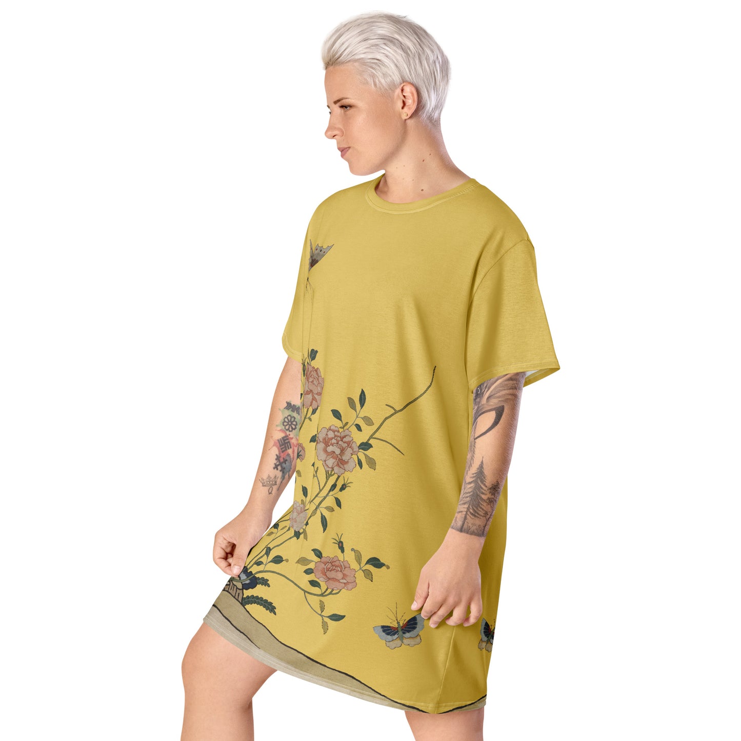 Kesi Flower Album｜Red Roses｜T-shirt dress｜Gold