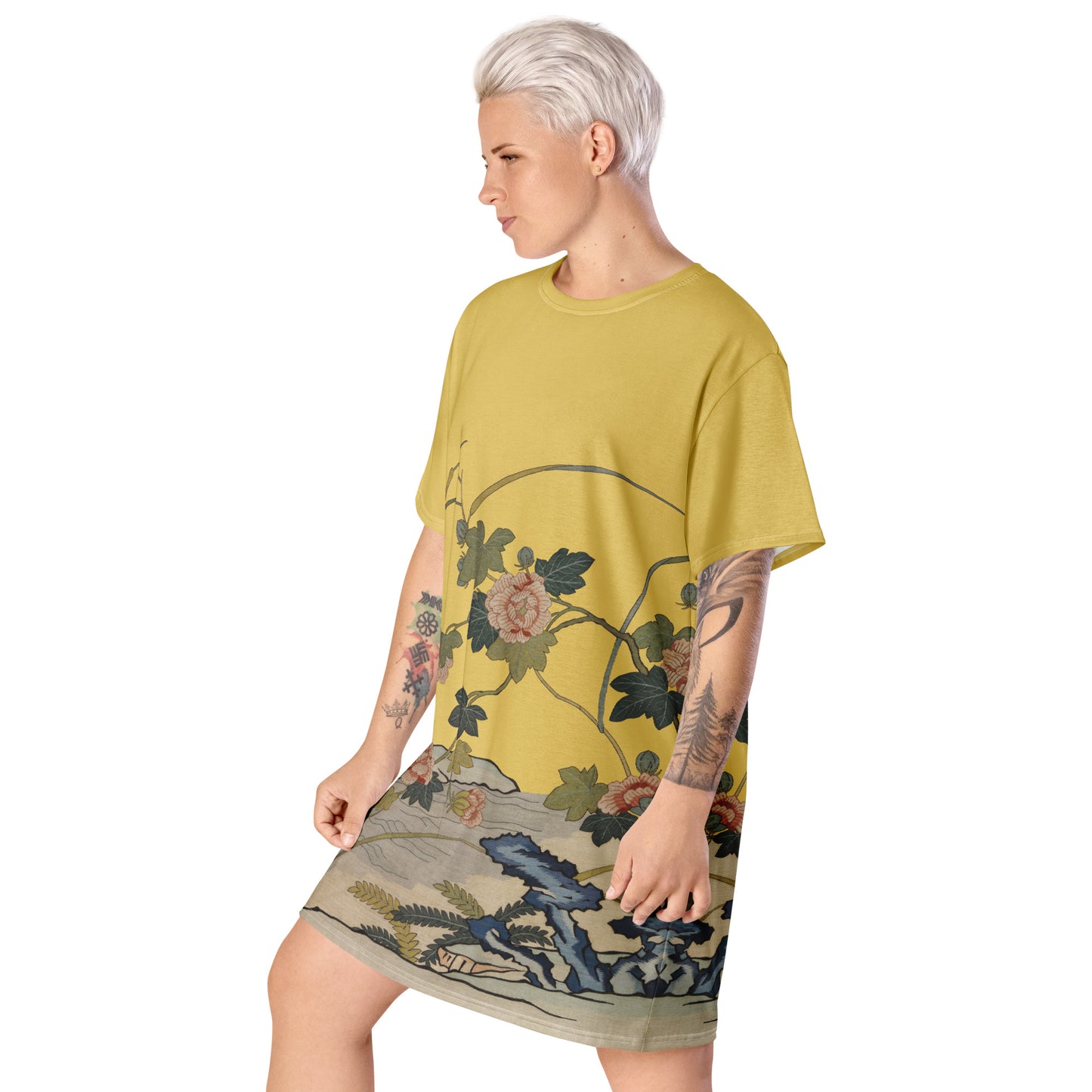 Kesi Flower Album｜Hibiscus by the Water｜T-shirt dress｜Gold