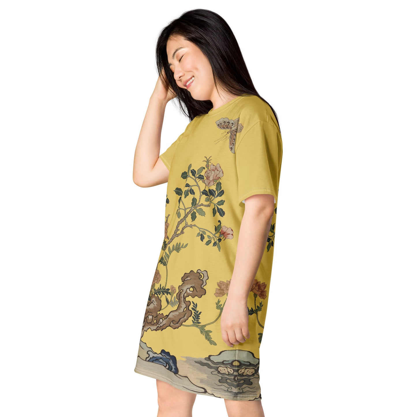 Kesi Flower Album｜Camellia and Butterfly｜T-shirt dress｜Gold