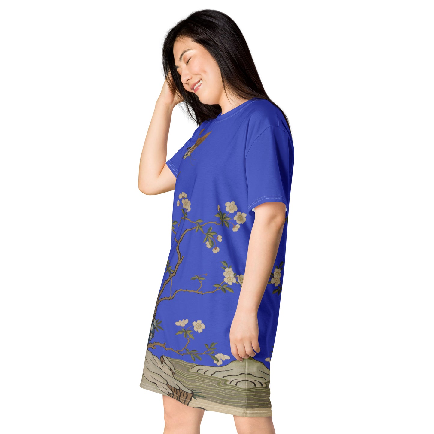 Kesi Flower Album｜Plum Blossoms and Butterfly｜T-shirt dress｜Royal blue