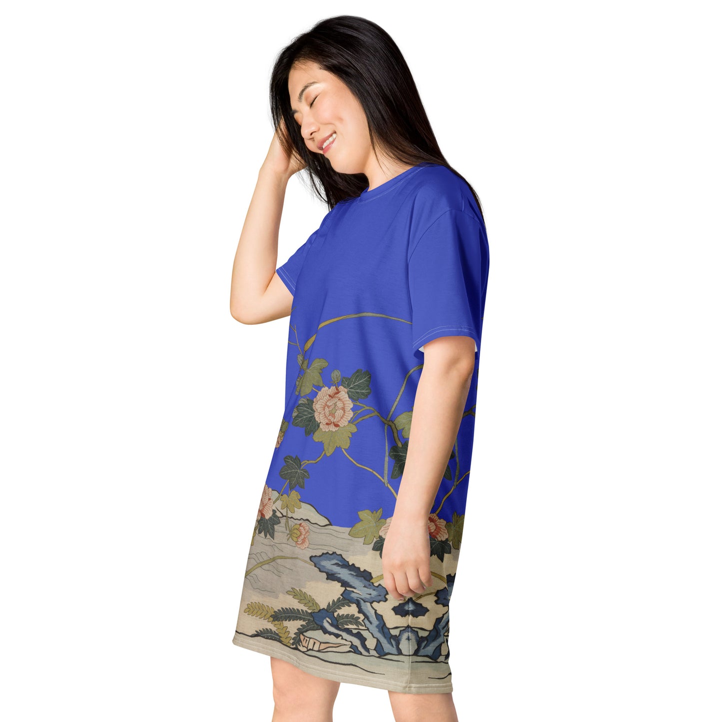 Kesi Flower Album｜Hibiscus by the Water｜T-shirt dress｜Royal blue