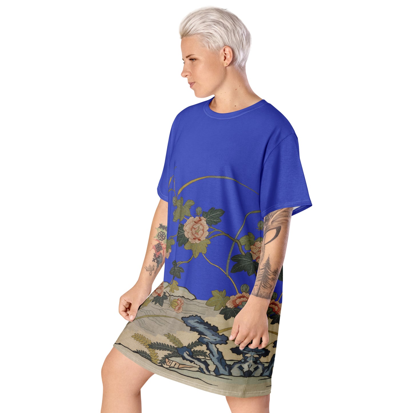 Kesi Flower Album｜Hibiscus by the Water｜T-shirt dress｜Royal blue