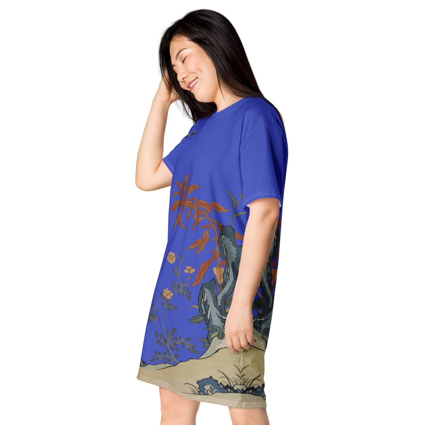 Kesi Flower Album｜Butterflies and Flowers｜T-shirt dress｜Royal blue