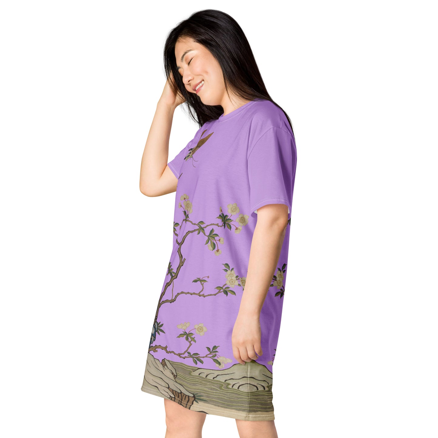 Kesi Flower Album｜Plum Blossoms and Butterfly｜T-shirt dress｜Lilac