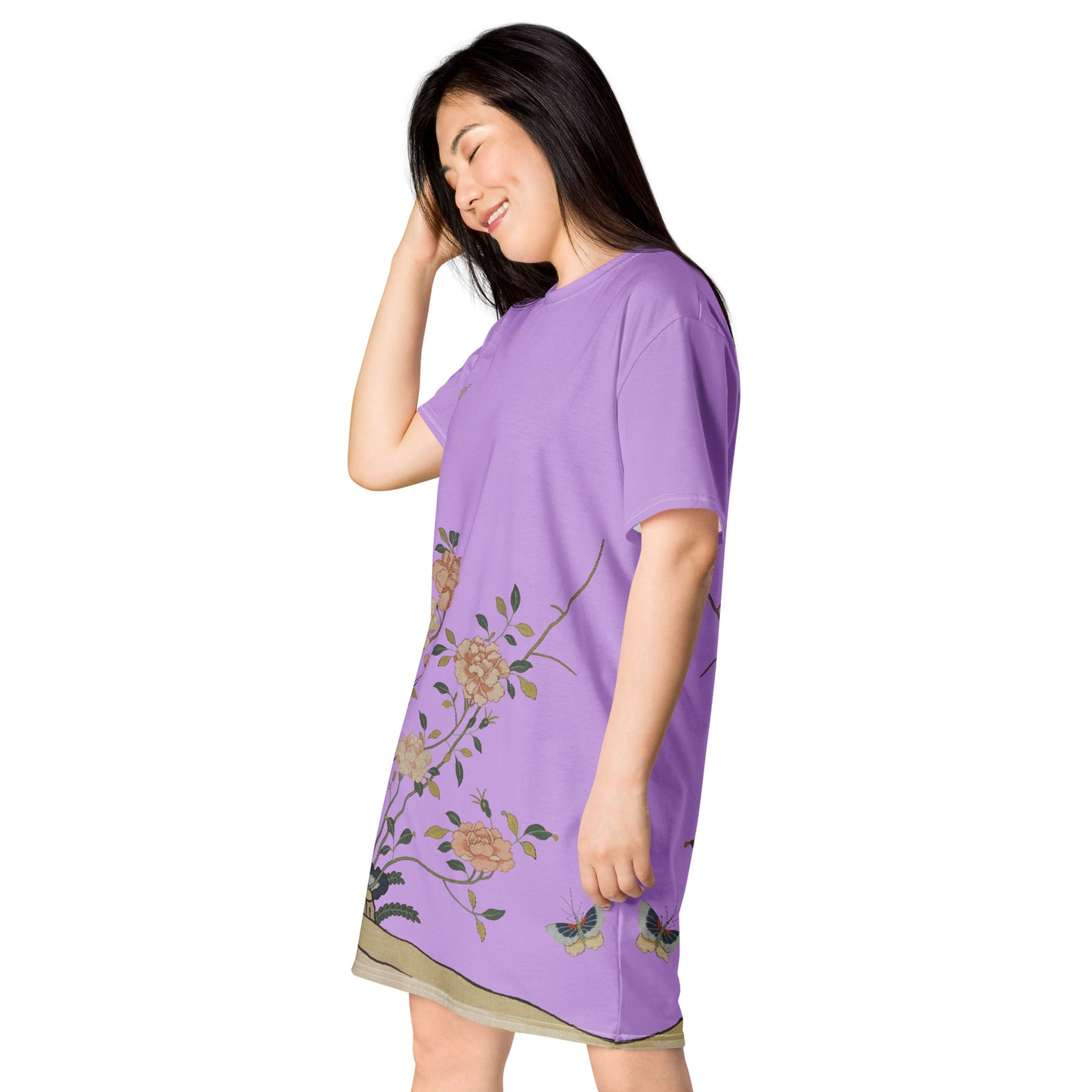 Kesi Flower Album｜Red Roses｜T-shirt dress｜Lilac