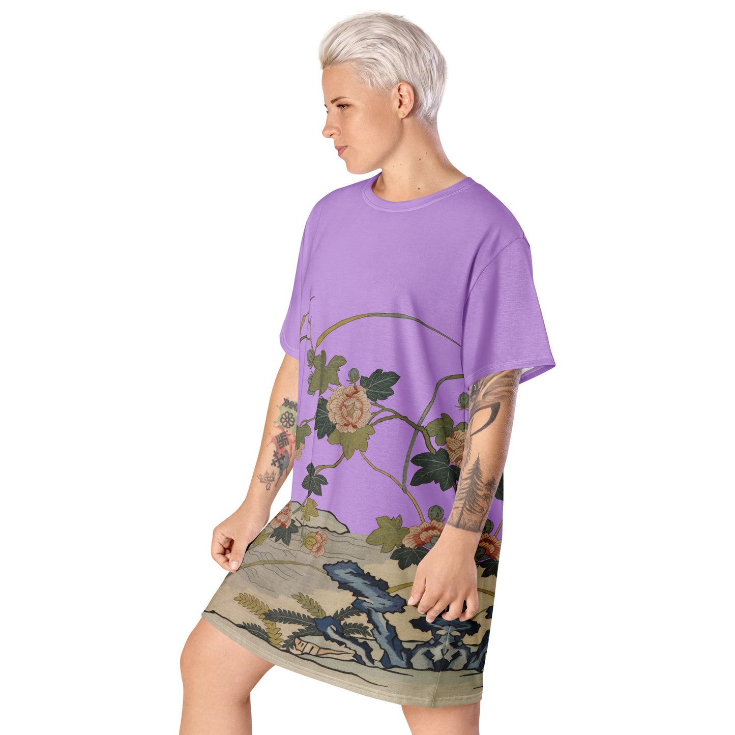 Kesi Flower Album｜Hibiscus by the Water｜T-shirt dress｜Lilac