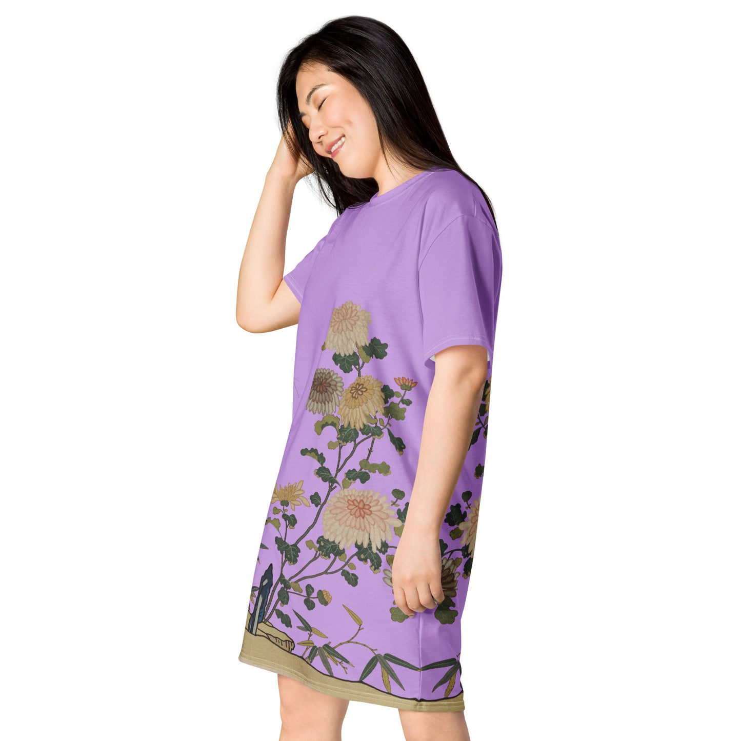 Kesi Flower Album｜Chrysanthemums and Butterflies｜T-shirt dress｜Lilac