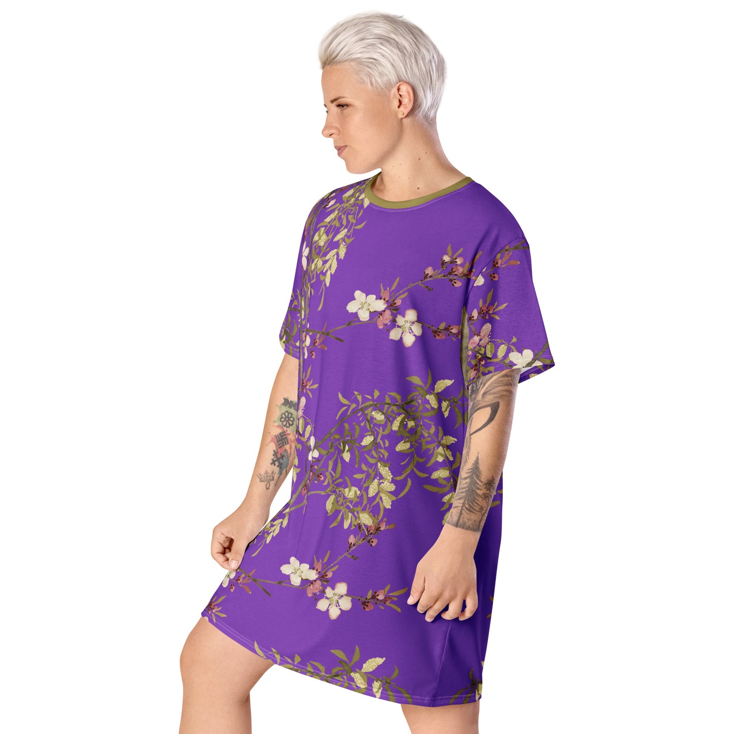 The Spirit of Flowers in Twelve Months｜Willow and Peach Blossom｜T-shirt dress｜Purple