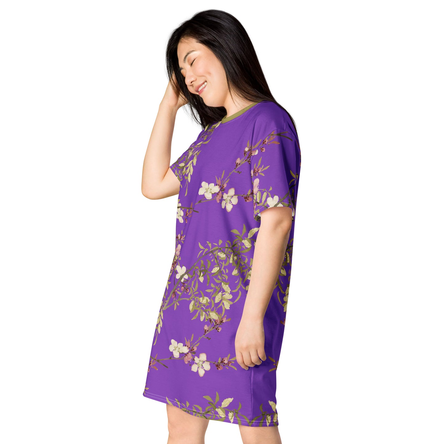 The Spirit of Flowers in Twelve Months｜Willow and Peach Blossom｜T-shirt dress｜Purple