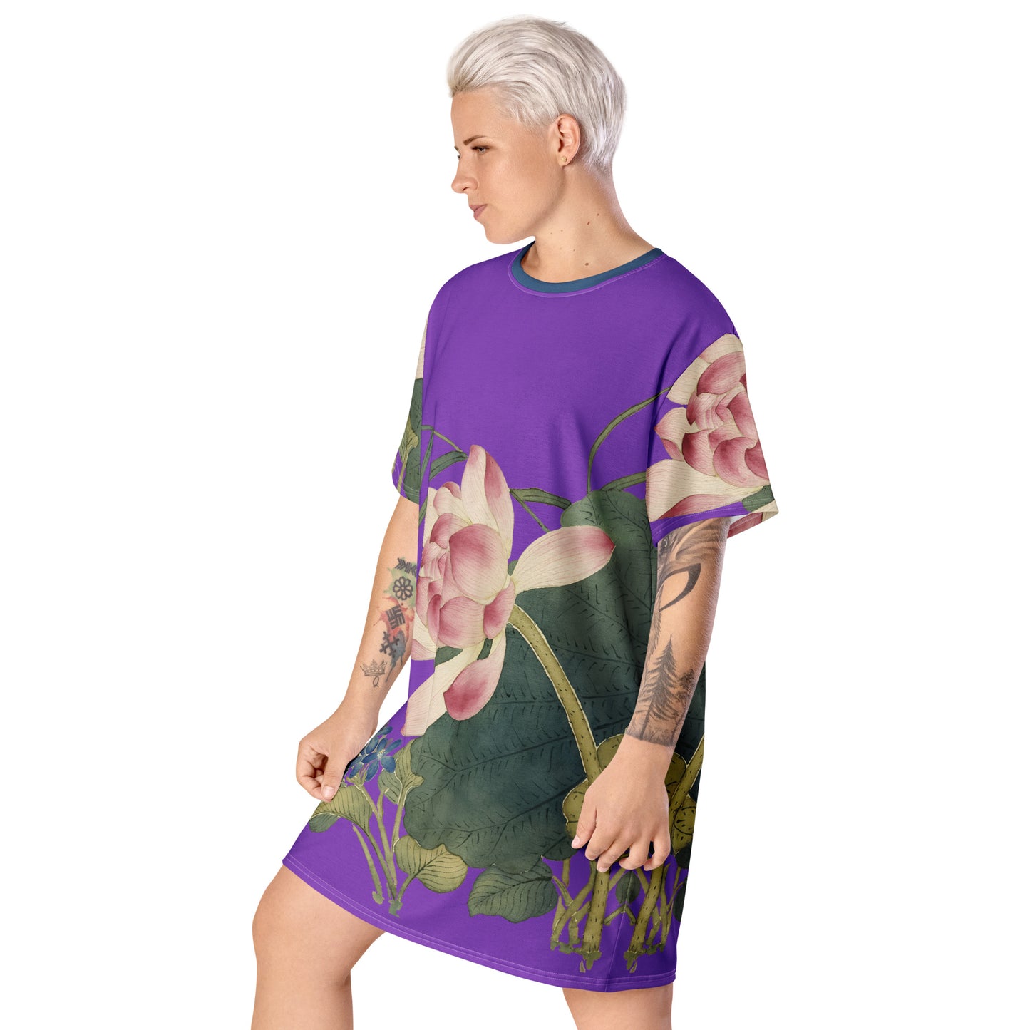 The Spirit of Flowers in Twelve Months｜Lotus in Bloom｜T-shirt dress｜Purple