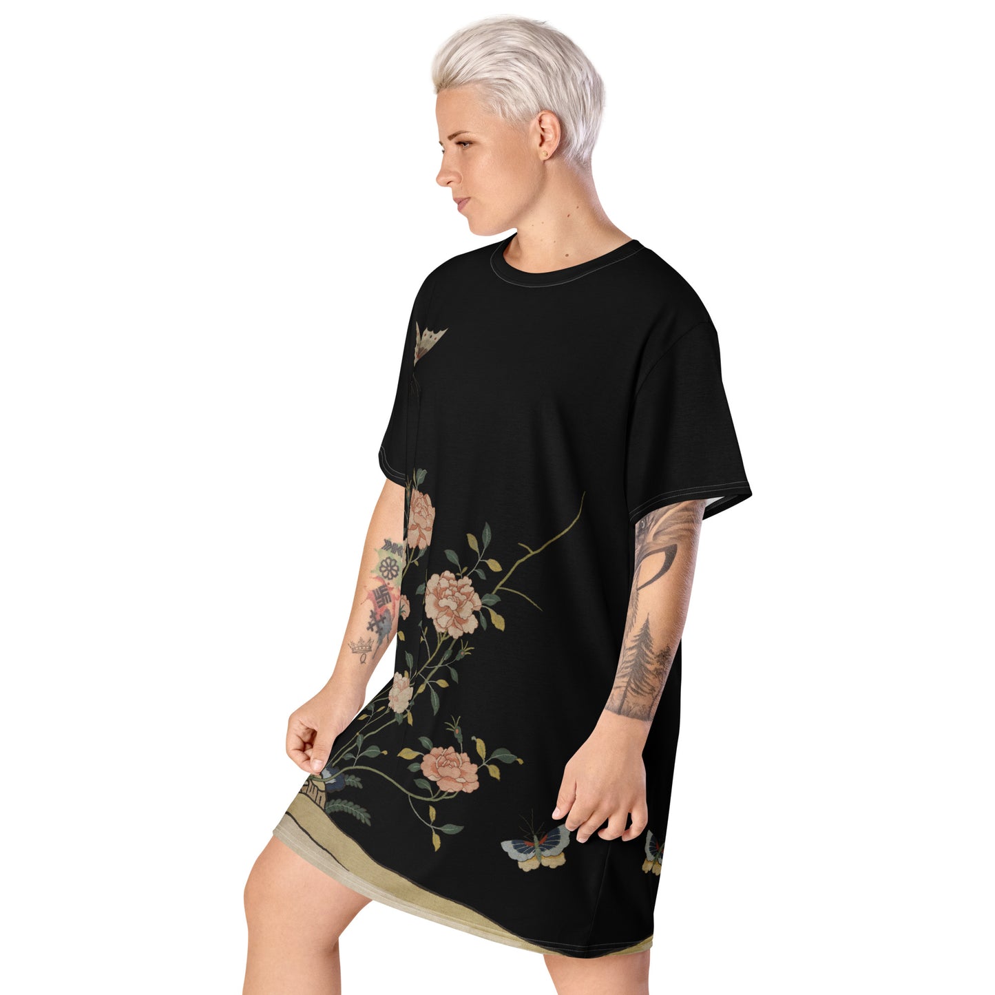 Kesi Flower Album｜Red Roses｜T-shirt dress｜Black