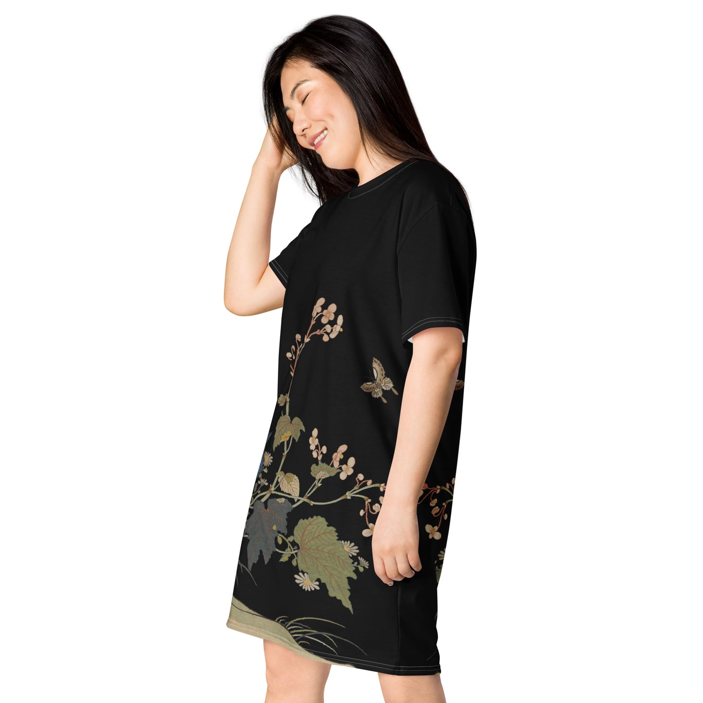 Kesi Flower Album｜Begonia Blossoms｜T-shirt dress｜Black