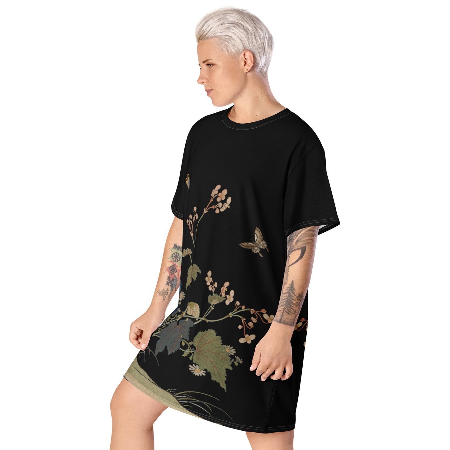 Kesi Flower Album｜Begonia Blossoms｜T-shirt dress｜Black