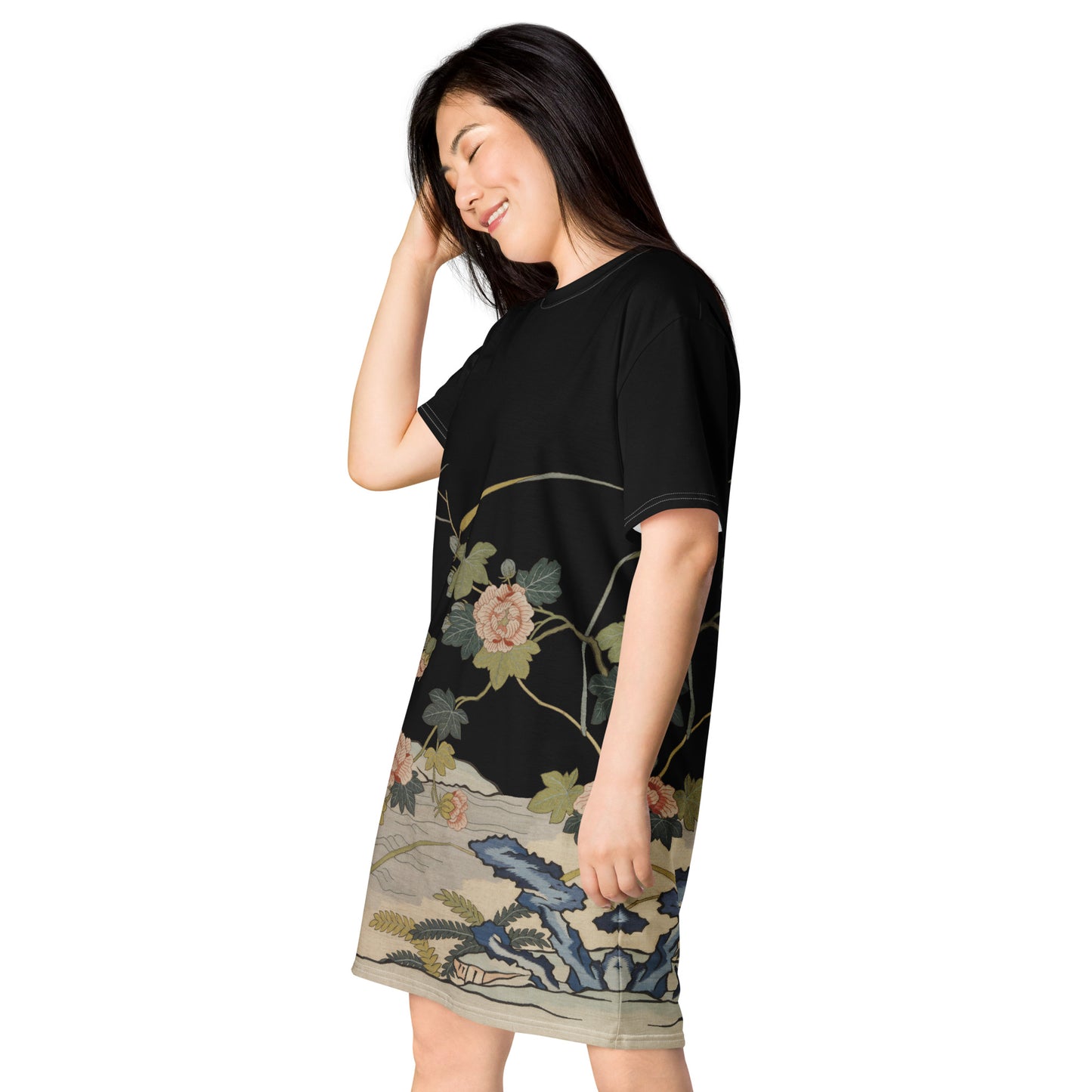 Kesi Flower Album｜Hibiscus by the Water｜T-shirt dress｜Black