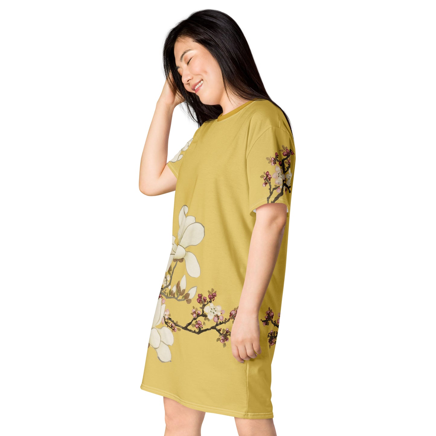 The Spirit of Flowers in Twelve Months｜Apricot and Lily Magnolia in Blossom｜T-shirt dress｜Gold