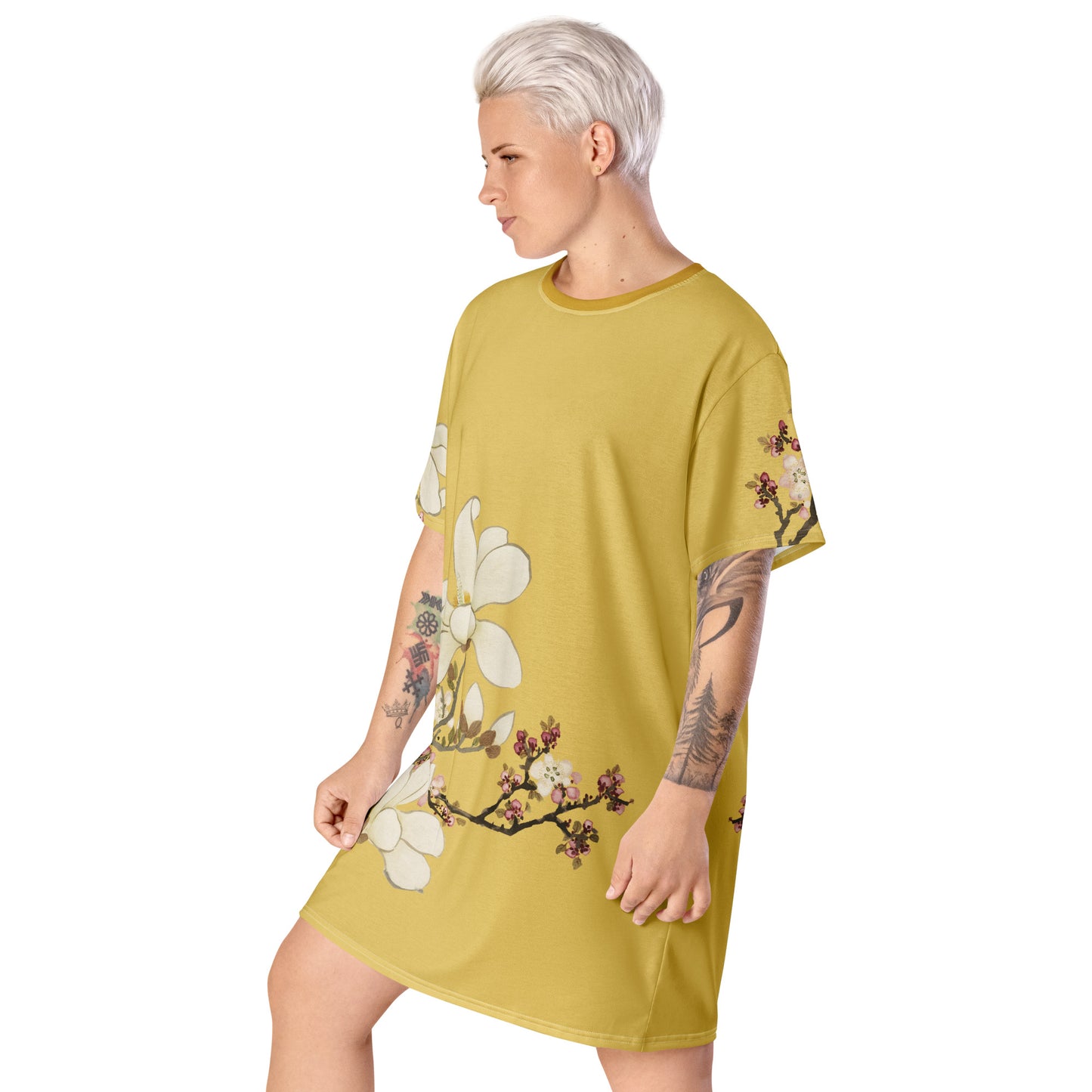 The Spirit of Flowers in Twelve Months｜Apricot and Lily Magnolia in Blossom｜T-shirt dress｜Gold