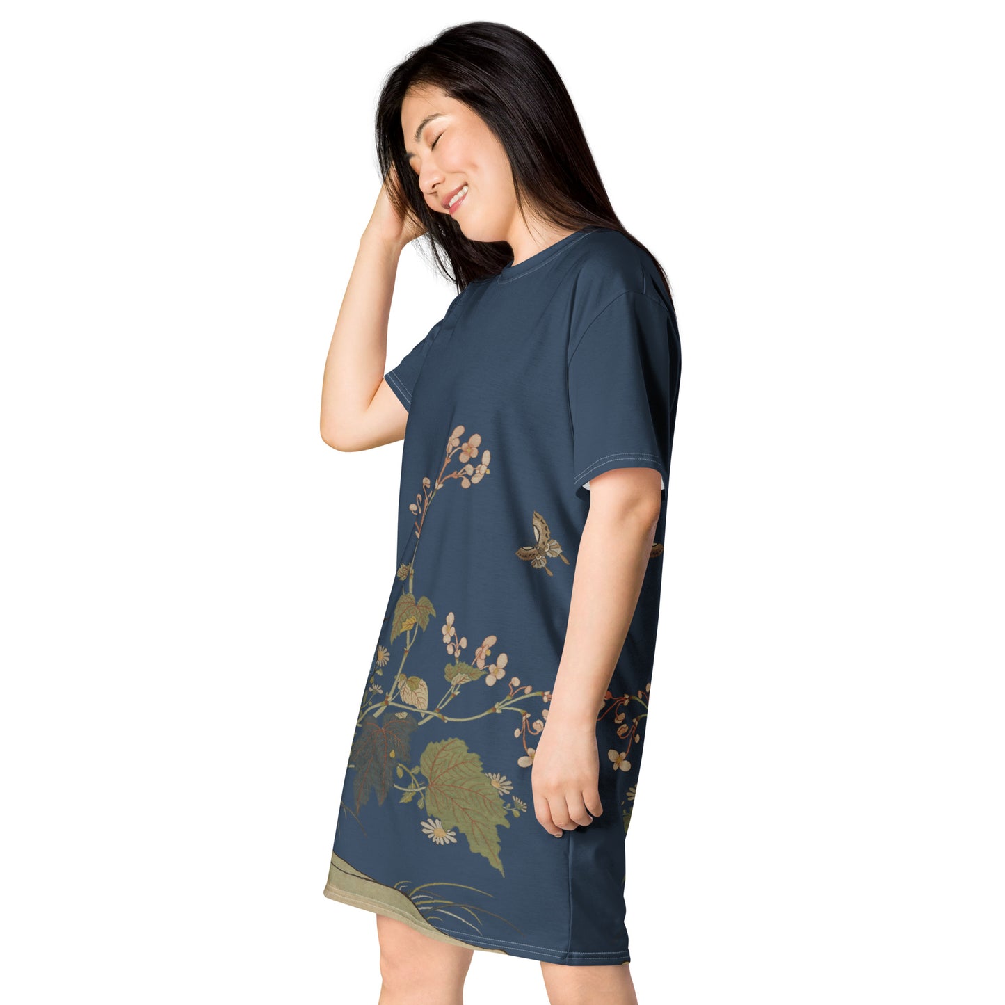 Kesi Flower Album｜Begonia Blossoms｜T-shirt dress｜Dark blue