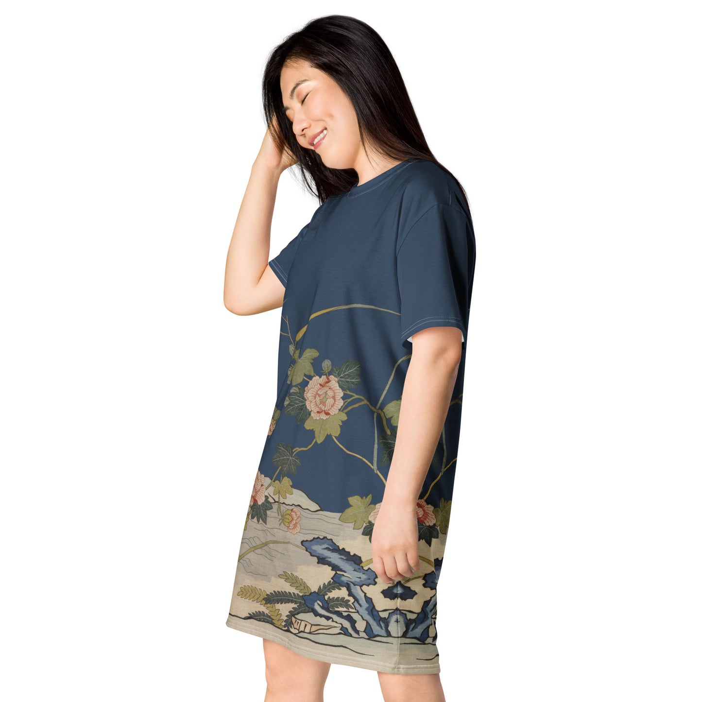 Kesi Flower Album｜Hibiscus by the Water｜T-shirt dress｜Dark blue