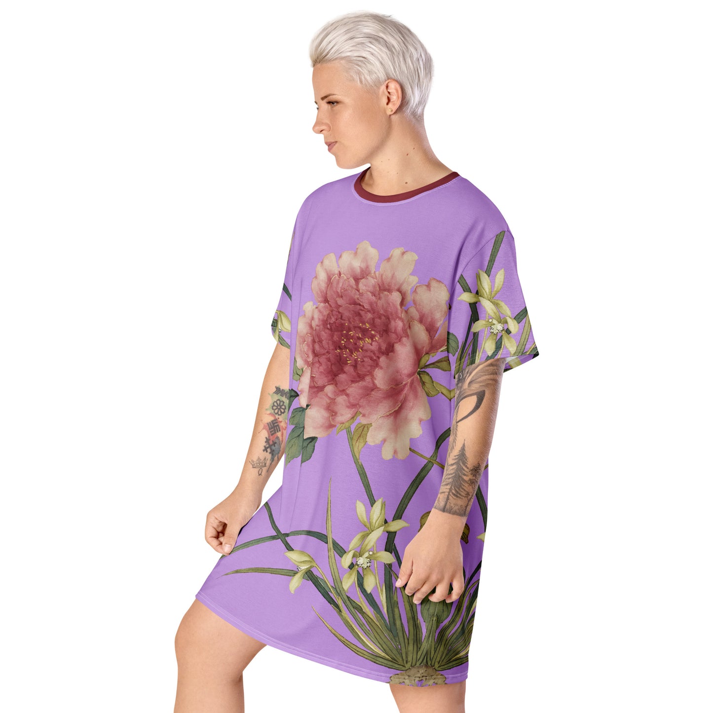 The Spirit of Flowers in Twelve Months｜Orchid and Tree Peony in Bloom｜T-shirt dress｜Lilac