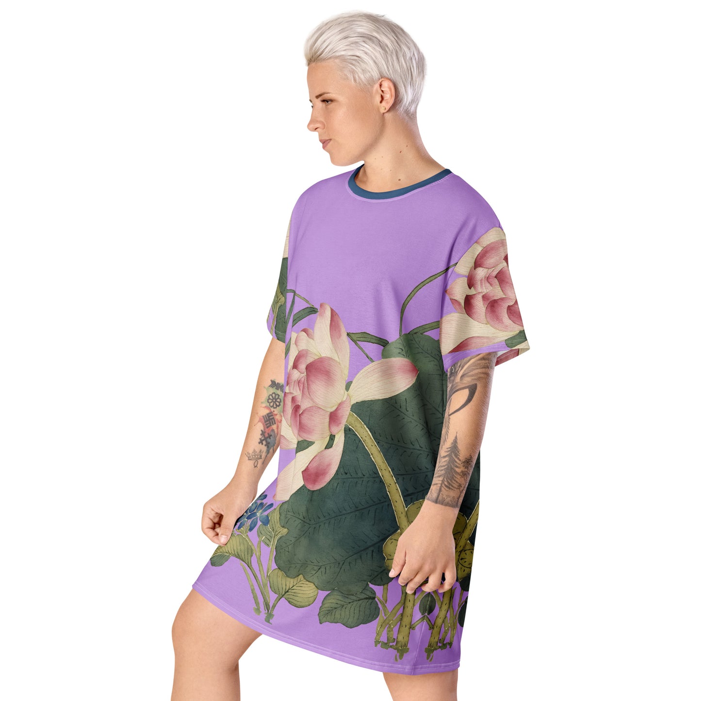 The Spirit of Flowers in Twelve Months｜Lotus in Bloom｜T-shirt dress｜Lilac