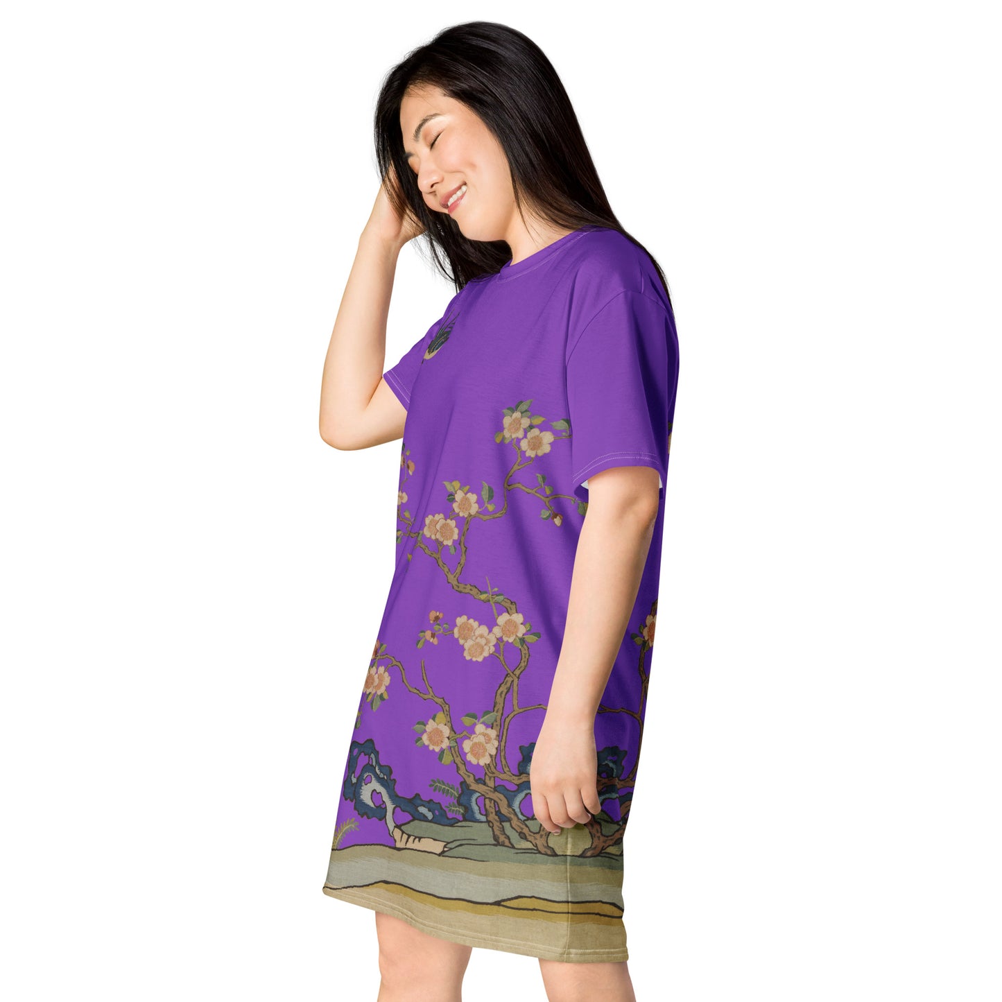 Kesi Flower Album｜Swallow in Flight, Harbinger of Spring｜T-shirt dress｜Purple