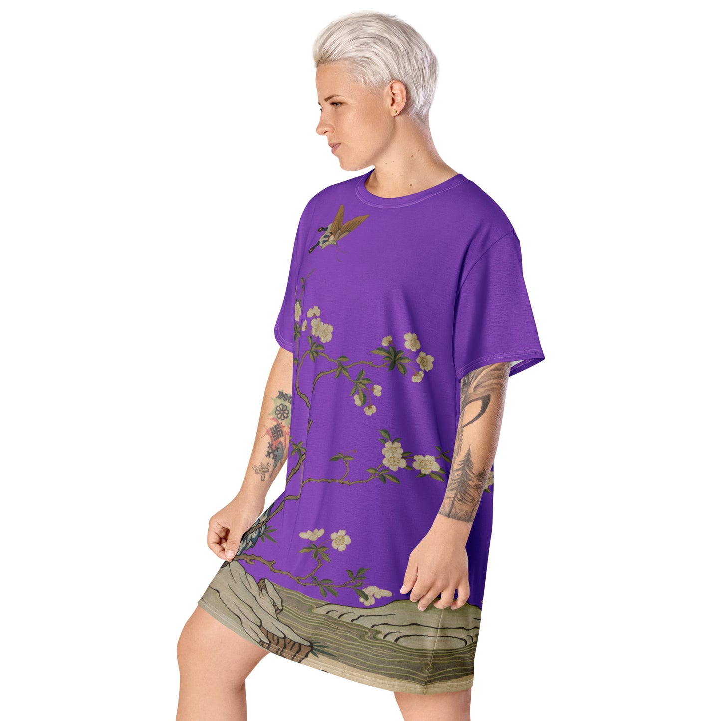 Kesi Flower Album｜Plum Blossoms and Butterfly｜T-shirt dress｜Purple