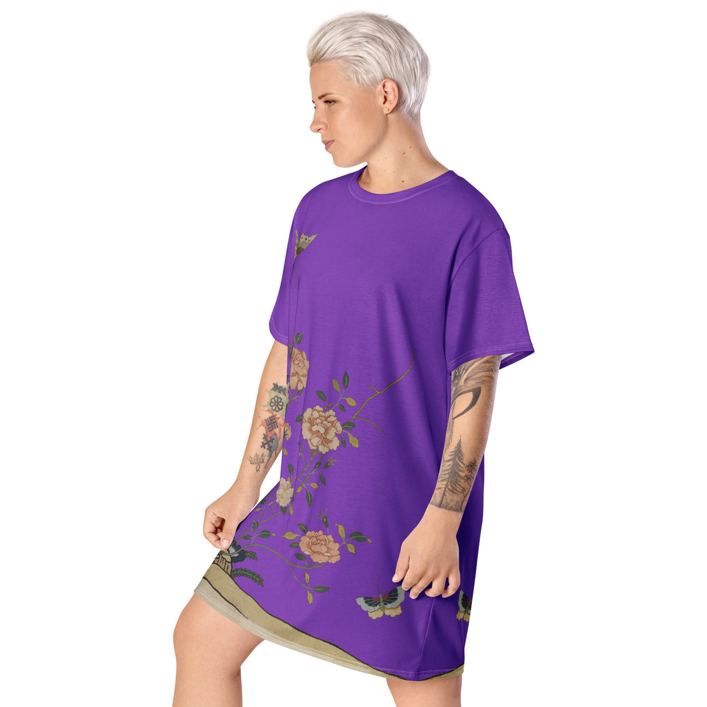 Kesi Flower Album｜Red Roses｜T-shirt dress｜Purple