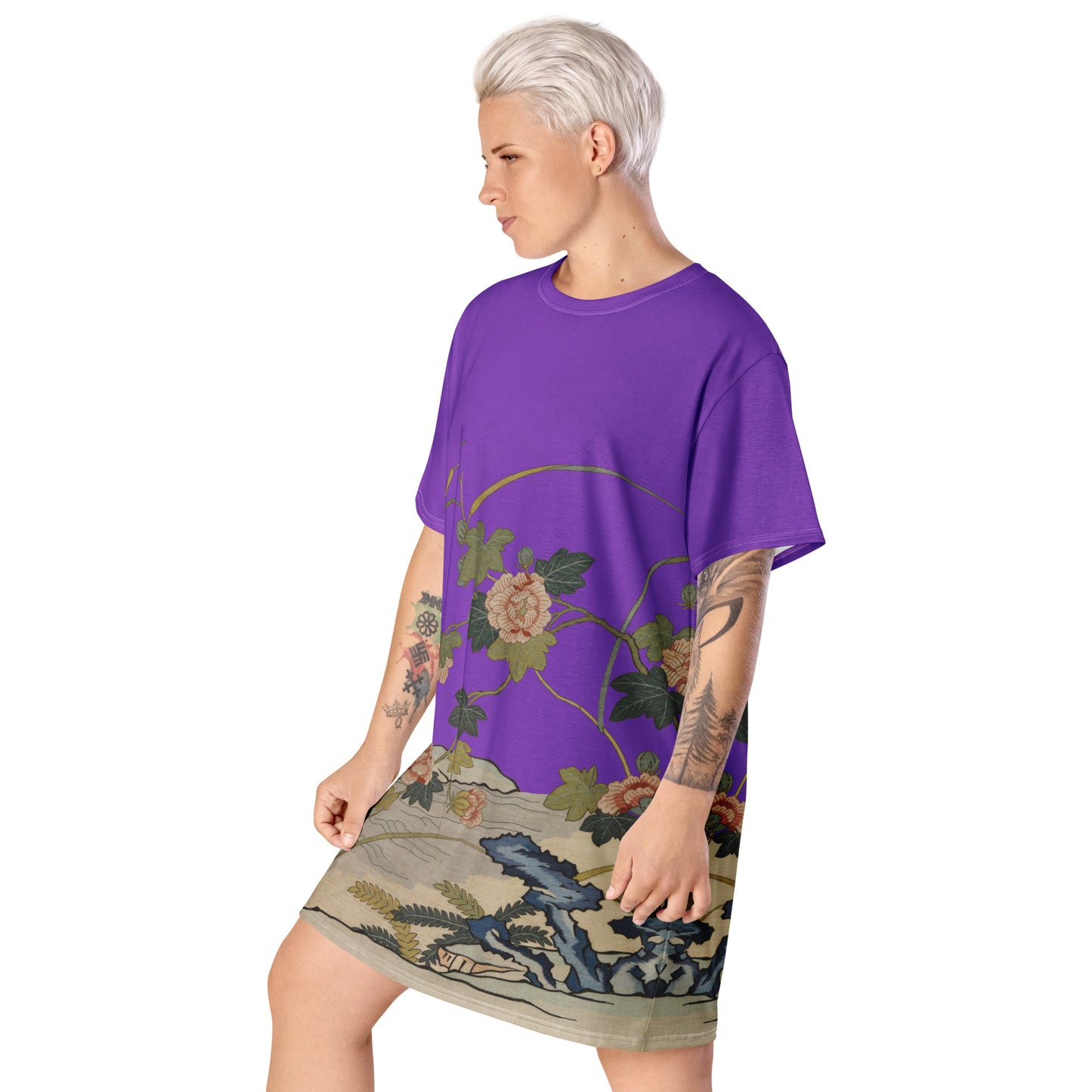 Kesi Flower Album｜Hibiscus by the Water｜T-shirt dress｜Purple