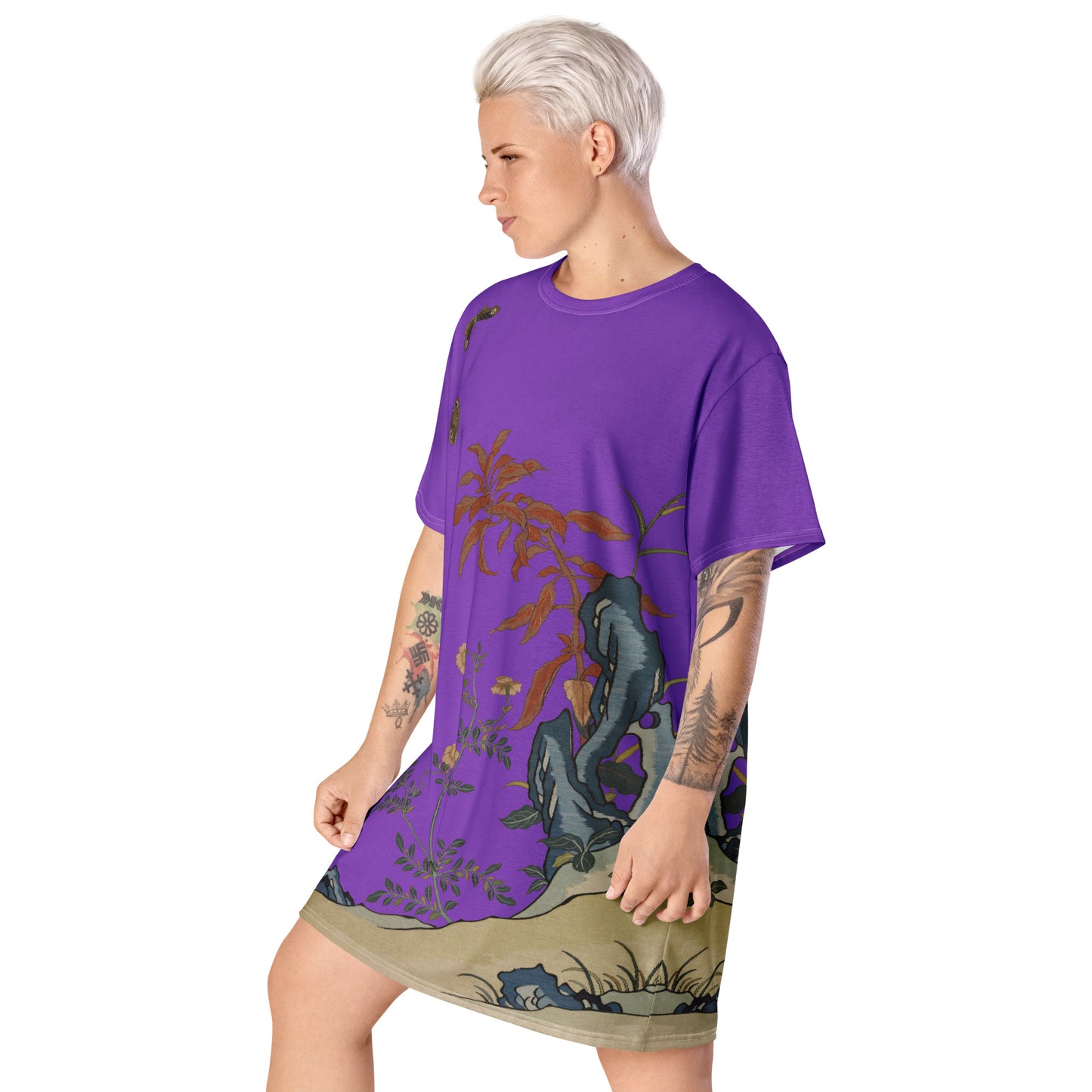 Kesi Flower Album｜Butterflies and Flowers｜T-shirt dress｜Purple