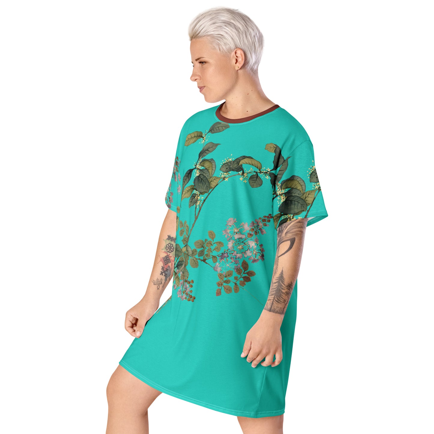 The Spirit of Flowers in Twelve Months｜Osmanthus and Crape Myrtle in Bloom｜T-shirt dress｜Turquoise