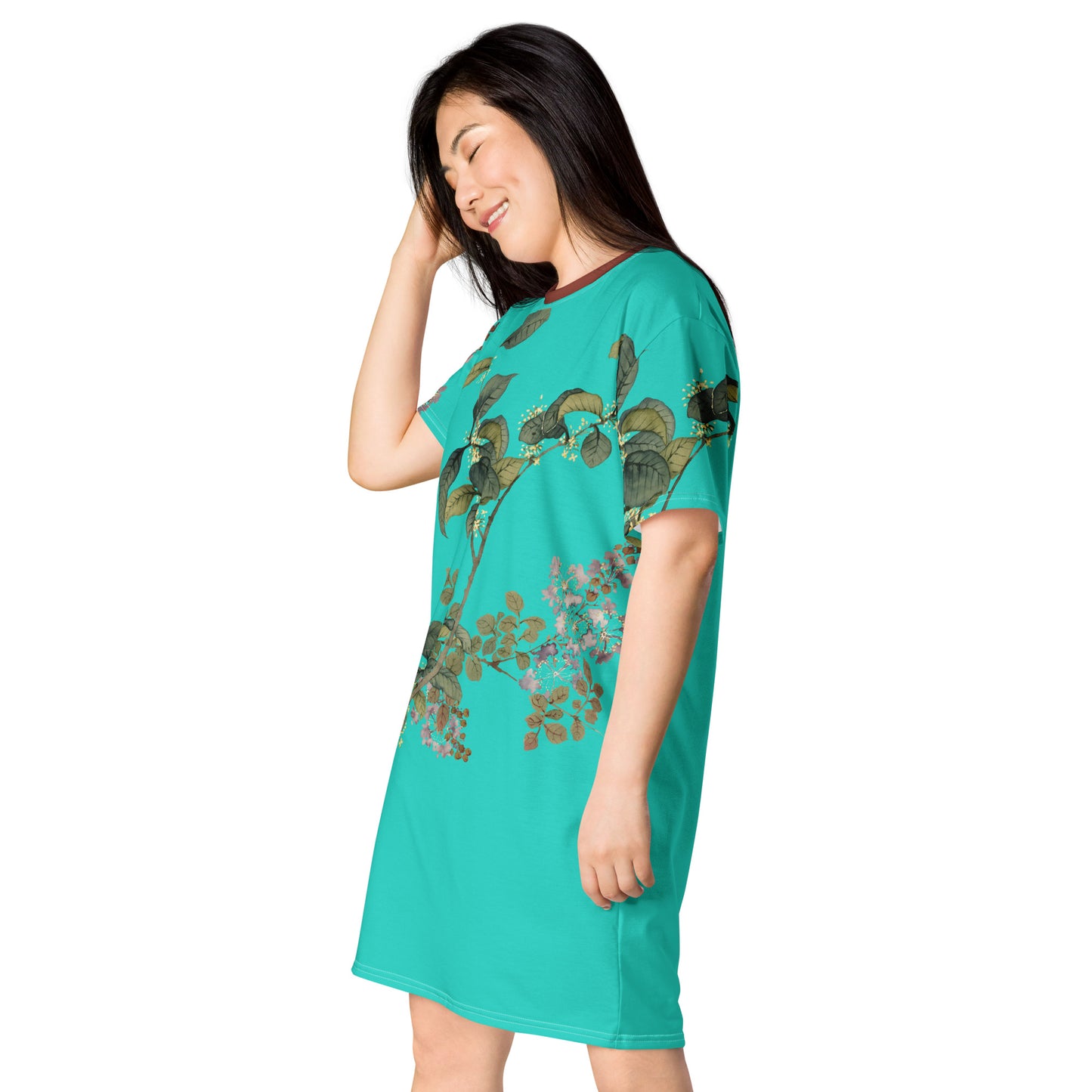 The Spirit of Flowers in Twelve Months｜Osmanthus and Crape Myrtle in Bloom｜T-shirt dress｜Turquoise