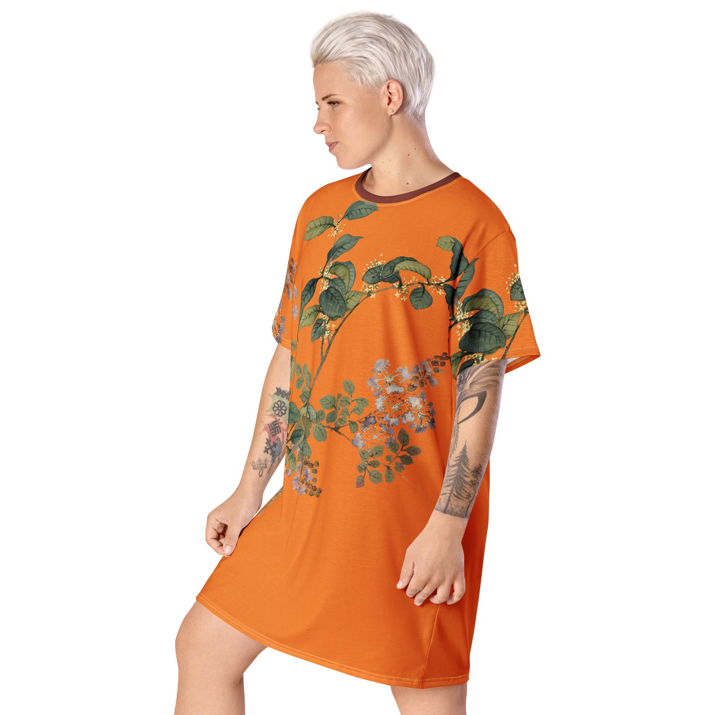 The Spirit of Flowers in Twelve Months｜Osmanthus and Crape Myrtle in Bloom｜T-shirt dress｜Orange