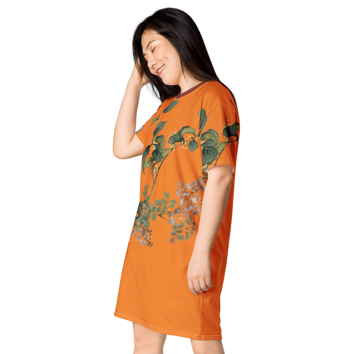 The Spirit of Flowers in Twelve Months｜Osmanthus and Crape Myrtle in Bloom｜T-shirt dress｜Orange